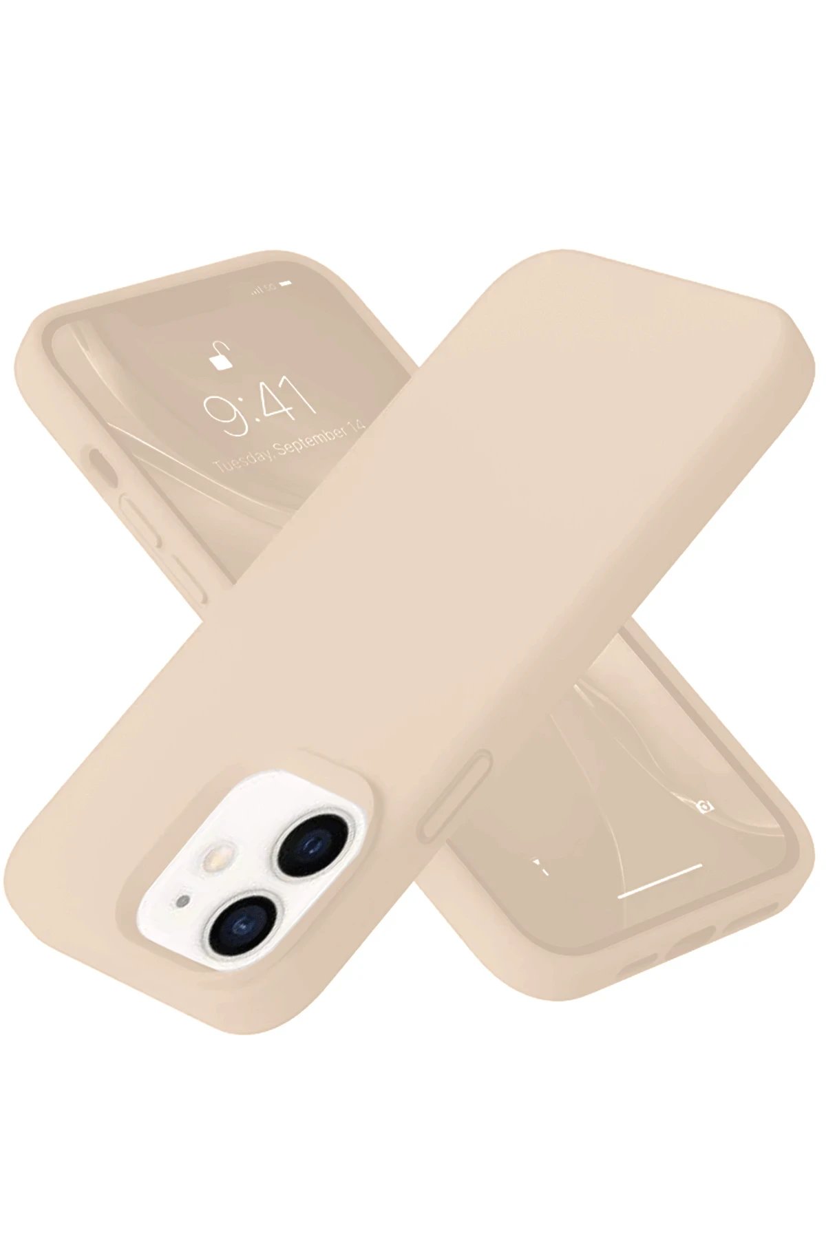 Newface iPhone 12 Kılıf Nano içi Kadife Silikon - Pudra