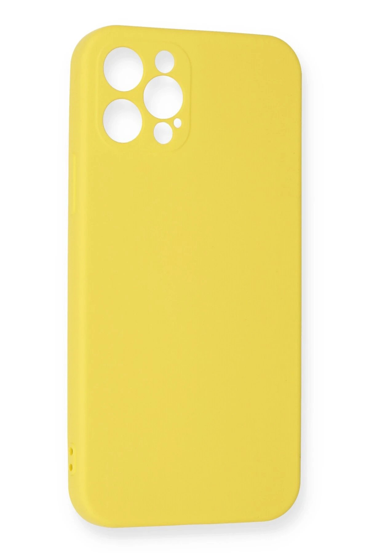 Newface iPhone 12 Pro Max Kılıf Nano içi Kadife Silikon - Sarı