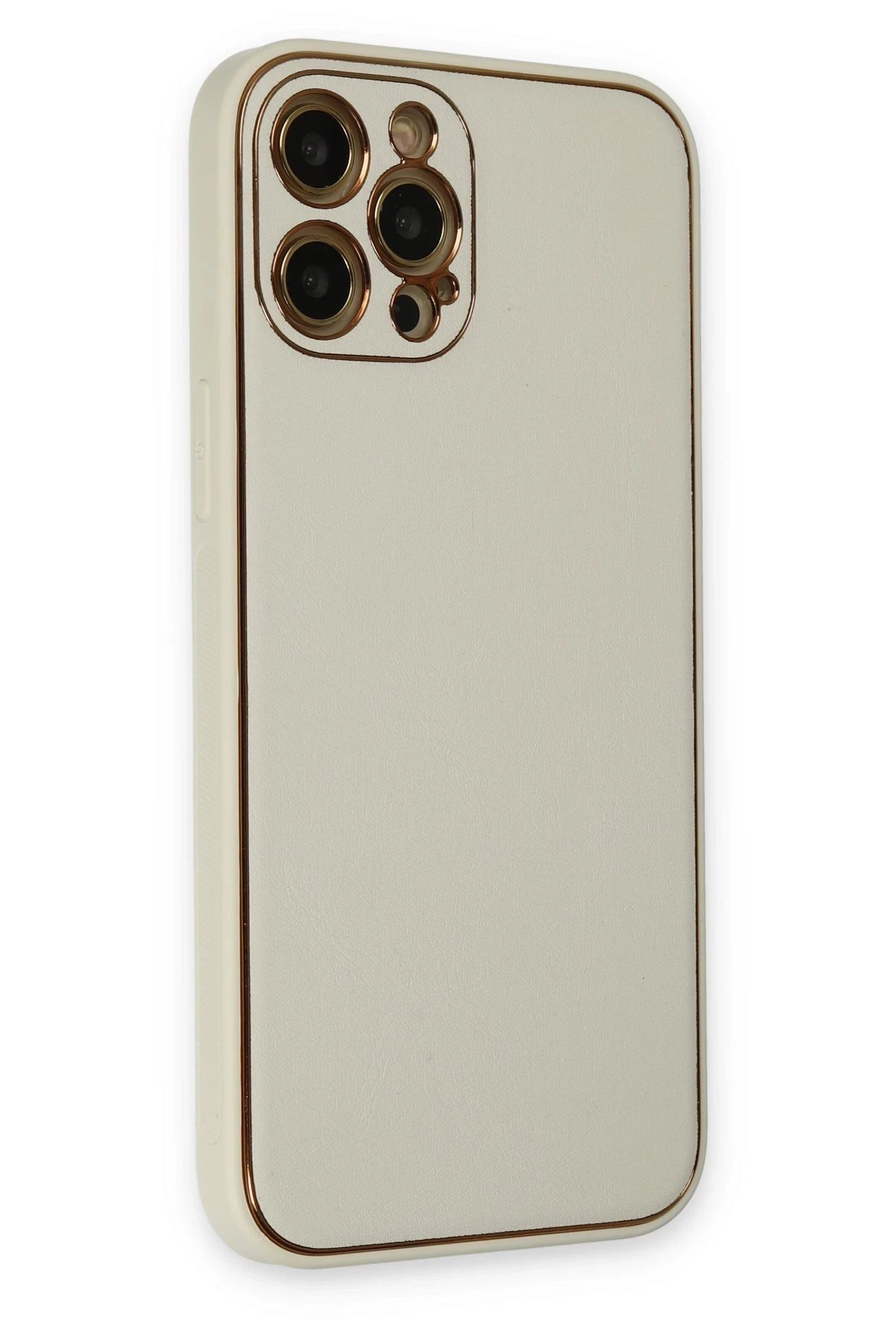 Newface iPhone 12 Pro Max Kılıf Coco Deri Silikon Kapak - Beyaz