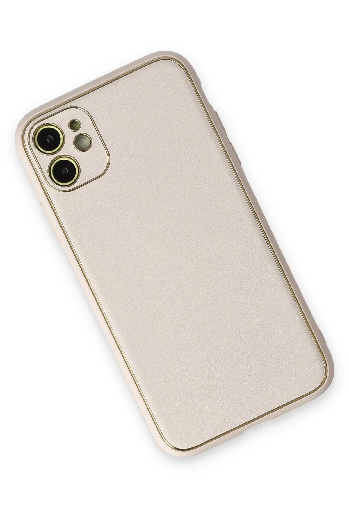 Newface iPhone 12 Kılıf Coco Deri Silikon Kapak - Beyaz