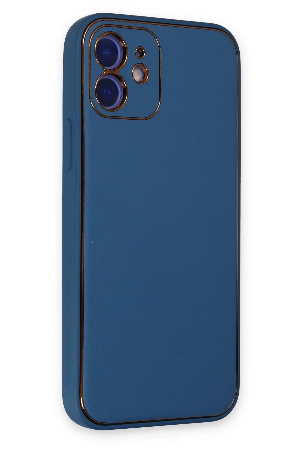 Newface iPhone 12 Kılıf Coco Deri Silikon Kapak - Açık Mavi