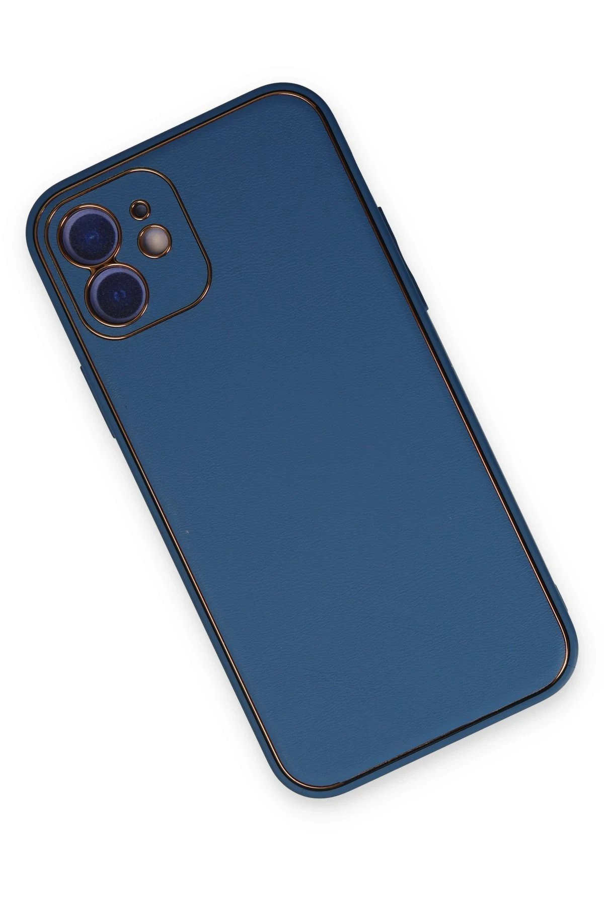 Newface iPhone 12 Kılıf Coco Deri Silikon Kapak - Açık Mavi