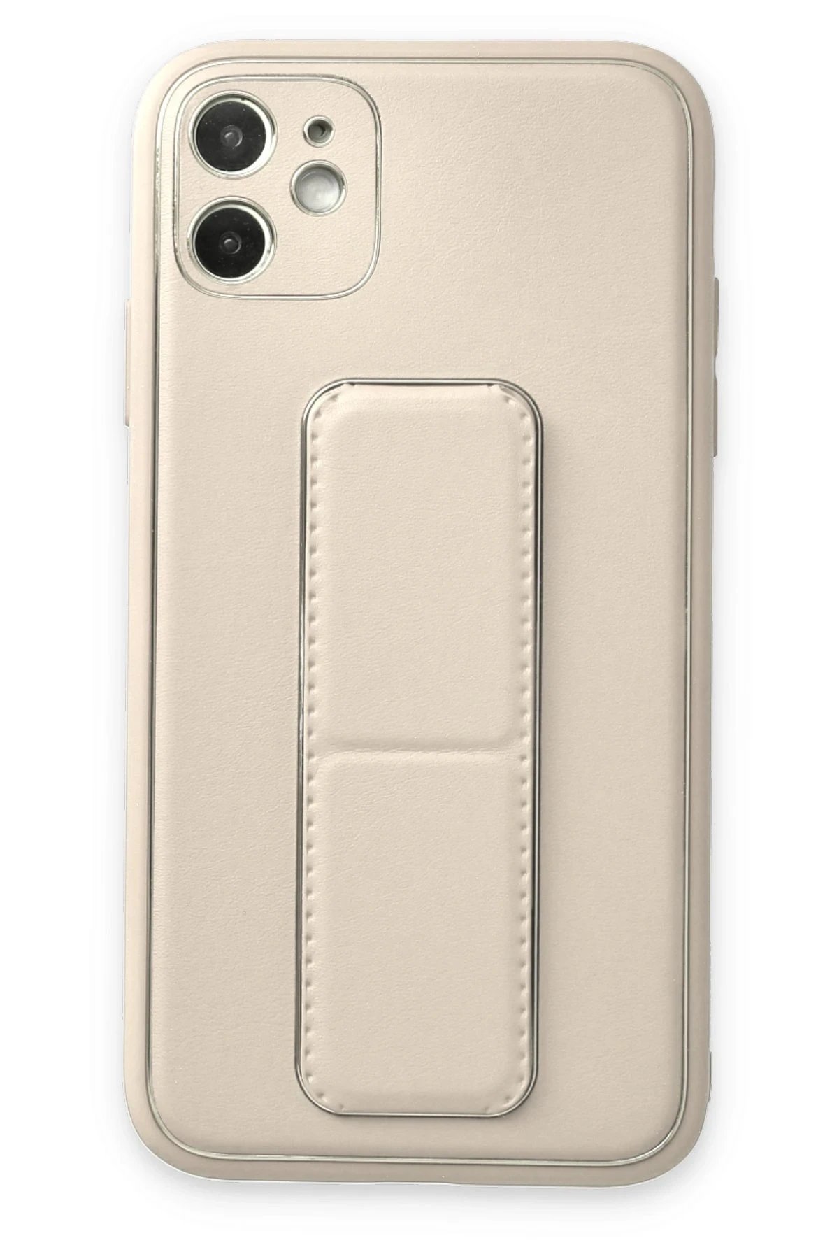 Newface iPhone 12 Kılıf Coco Deri Standlı Kapak - Beyaz