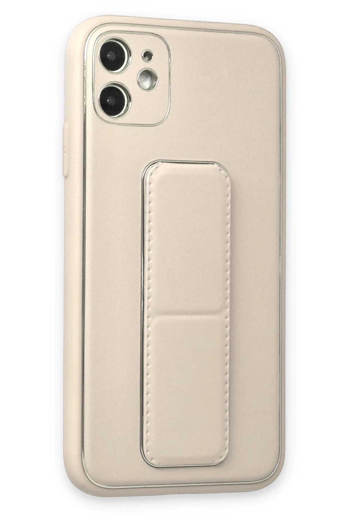 Newface iPhone 12 Kılıf Coco Deri Standlı Kapak - Beyaz