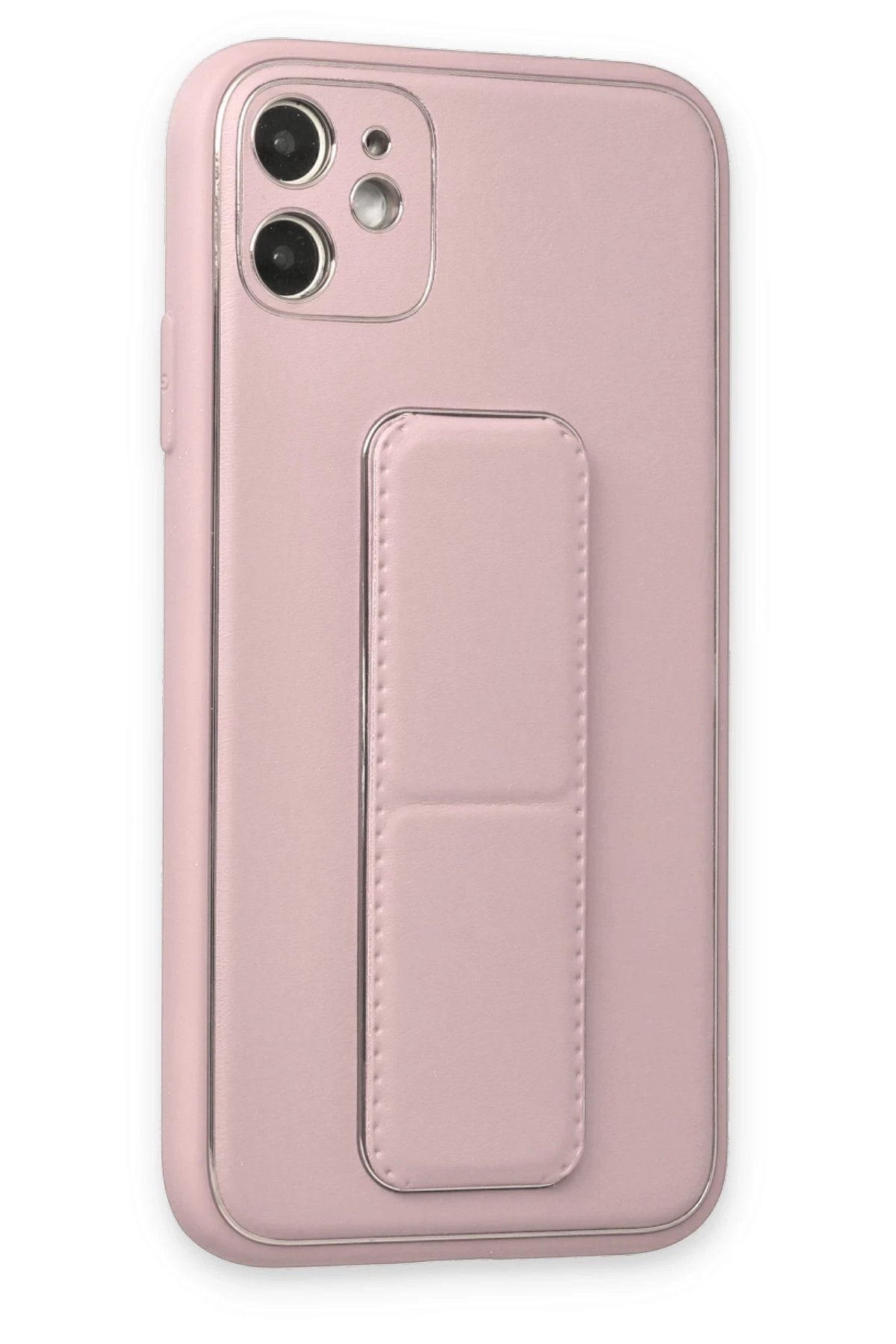 Newface iPhone 12 Kılıf Coco Deri Standlı Kapak - Pudra