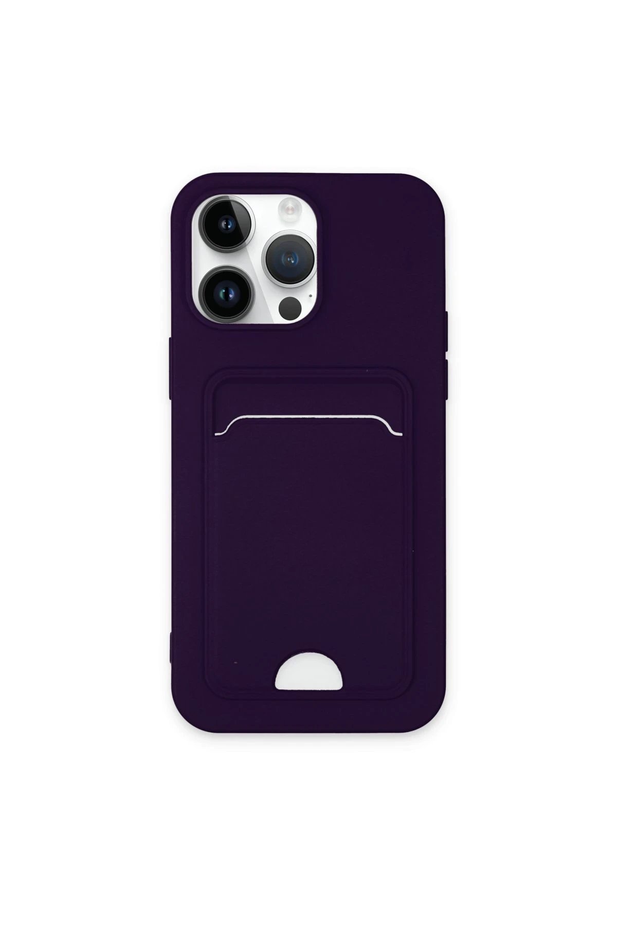 Newface iPhone 14 Pro Max Kılıf Kelvin Kartvizitli Silikon - Derin Mor