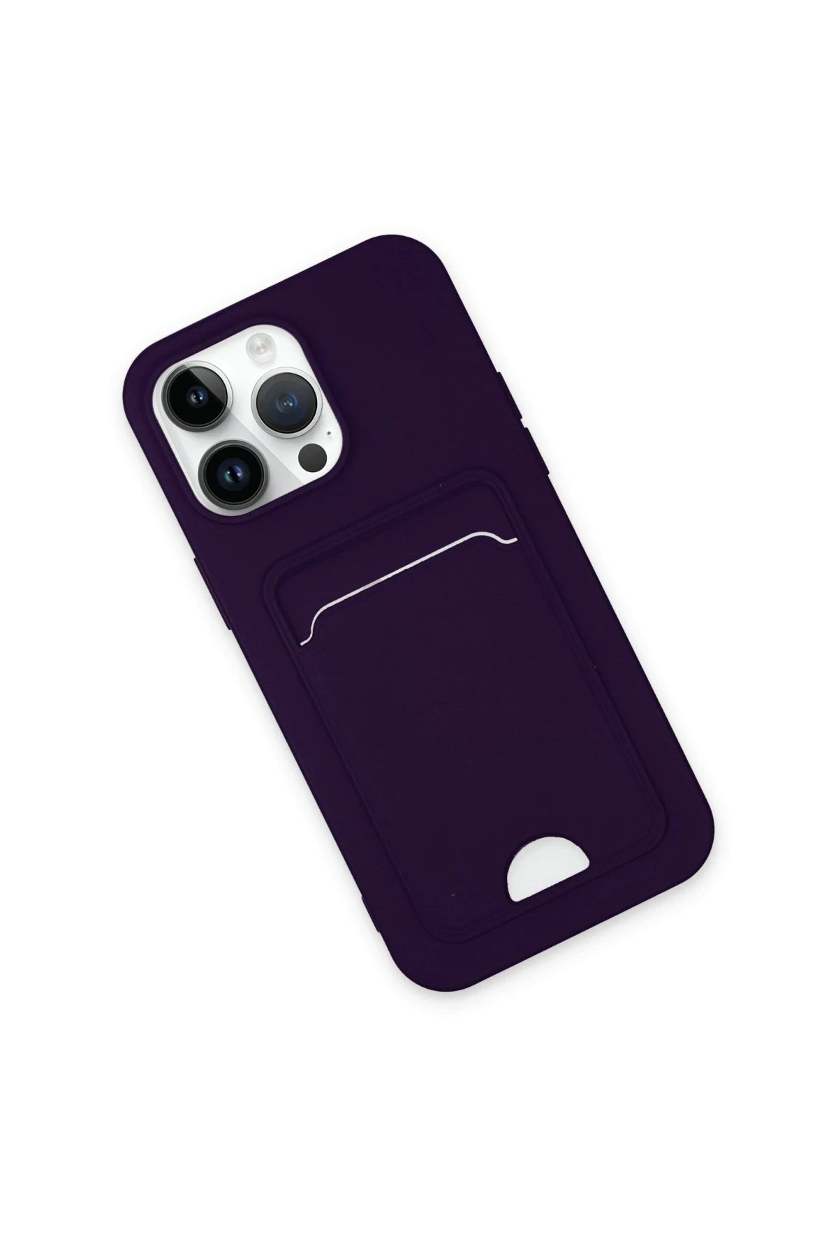 Newface iPhone 14 Pro Max Kılıf Kelvin Kartvizitli Silikon - Derin Mor