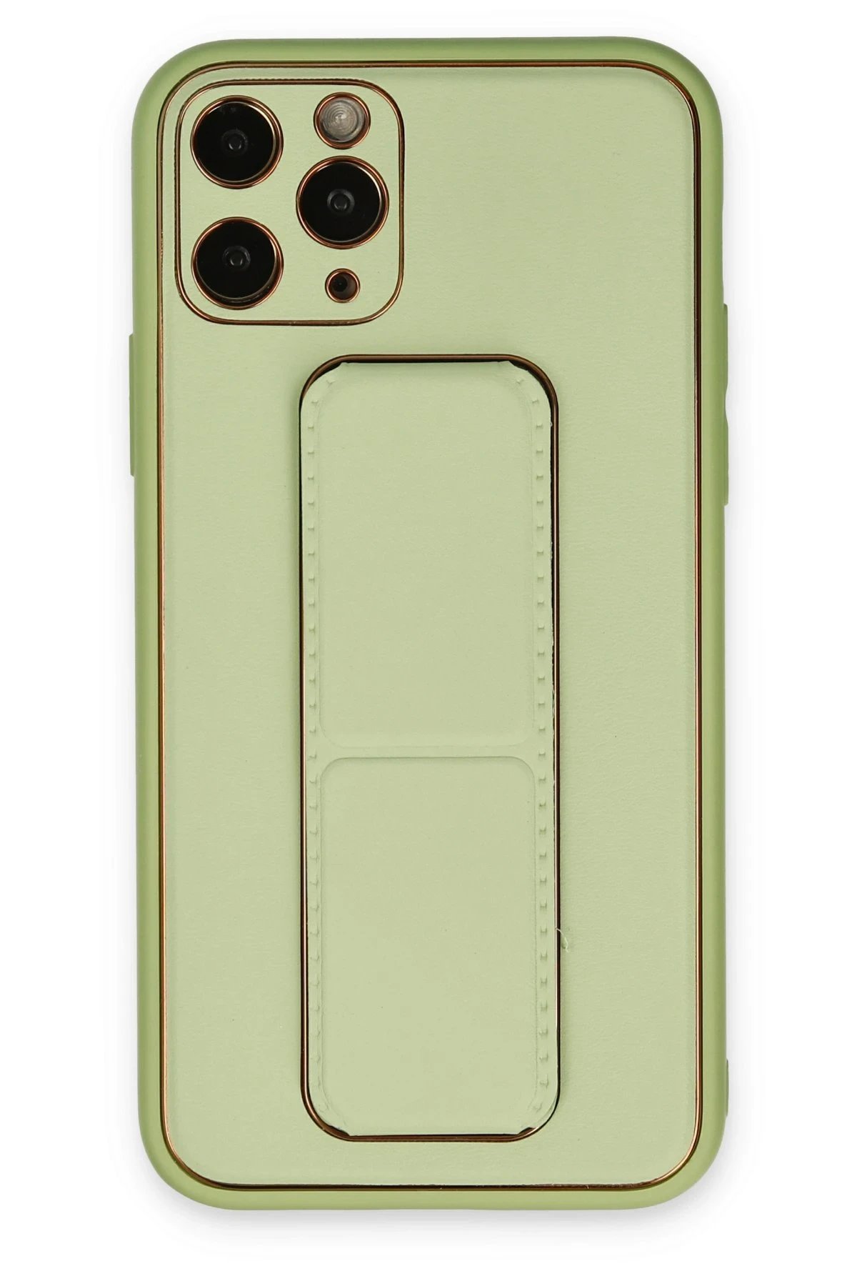 Newface iPhone 11 Pro Max Kılıf Coco Deri Standlı Kapak - Su Yeşili