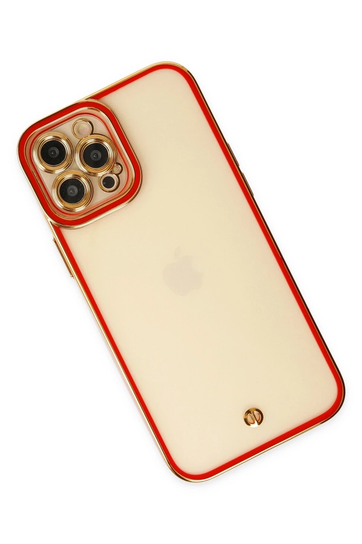 Newface iPhone 12 Pro Max Kılıf Liva Lens Silikon - Kırmızı