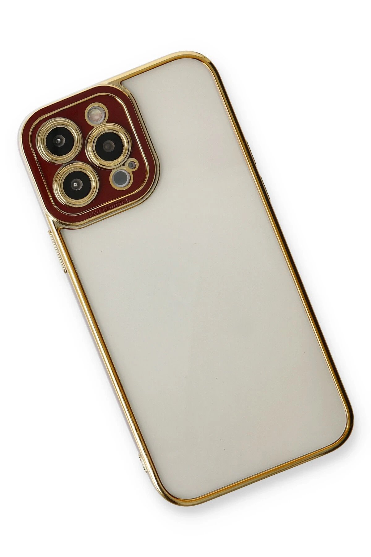 Newface iPhone 13 Pro Kılıf Liva Lens Silikon - Bordo