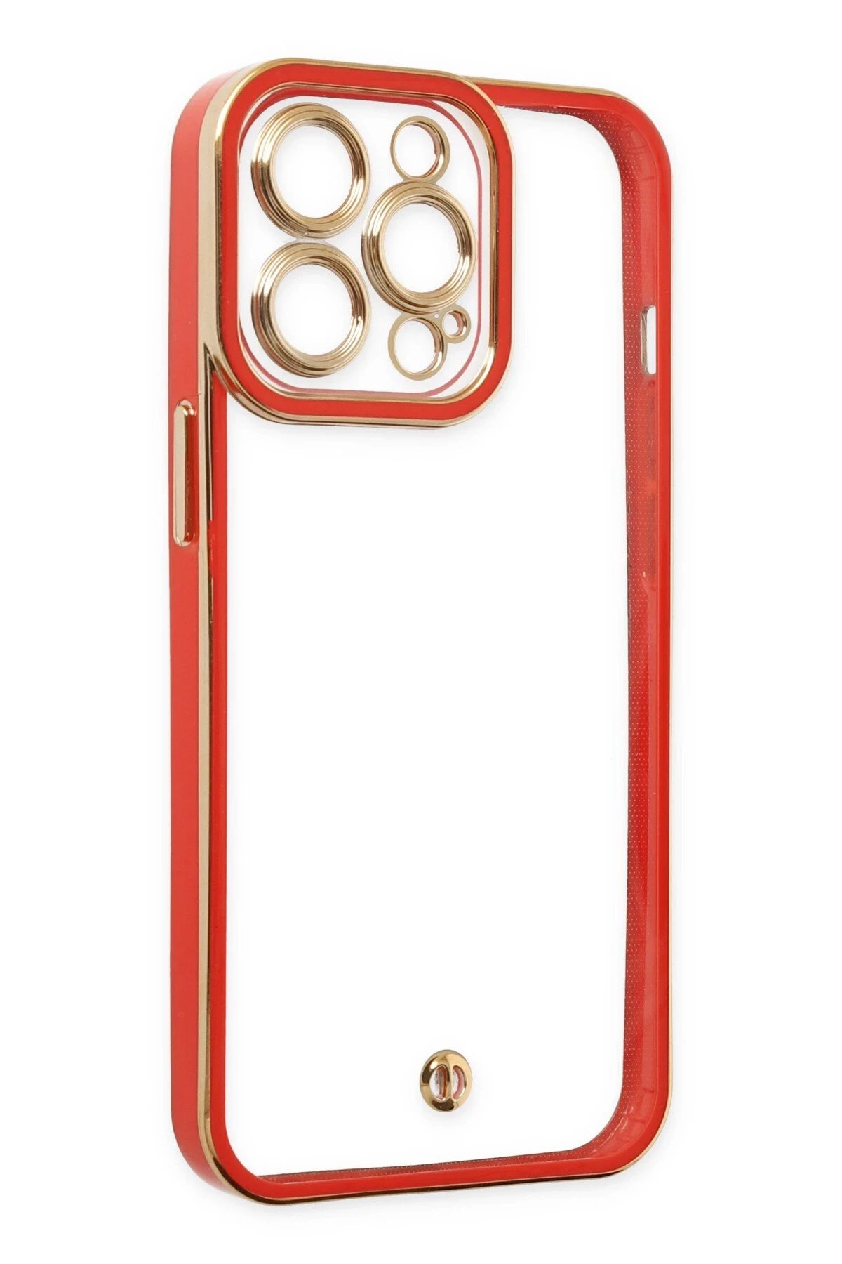 Newface iPhone 13 Pro Max Kılıf Liva Lens Silikon - Kırmızı