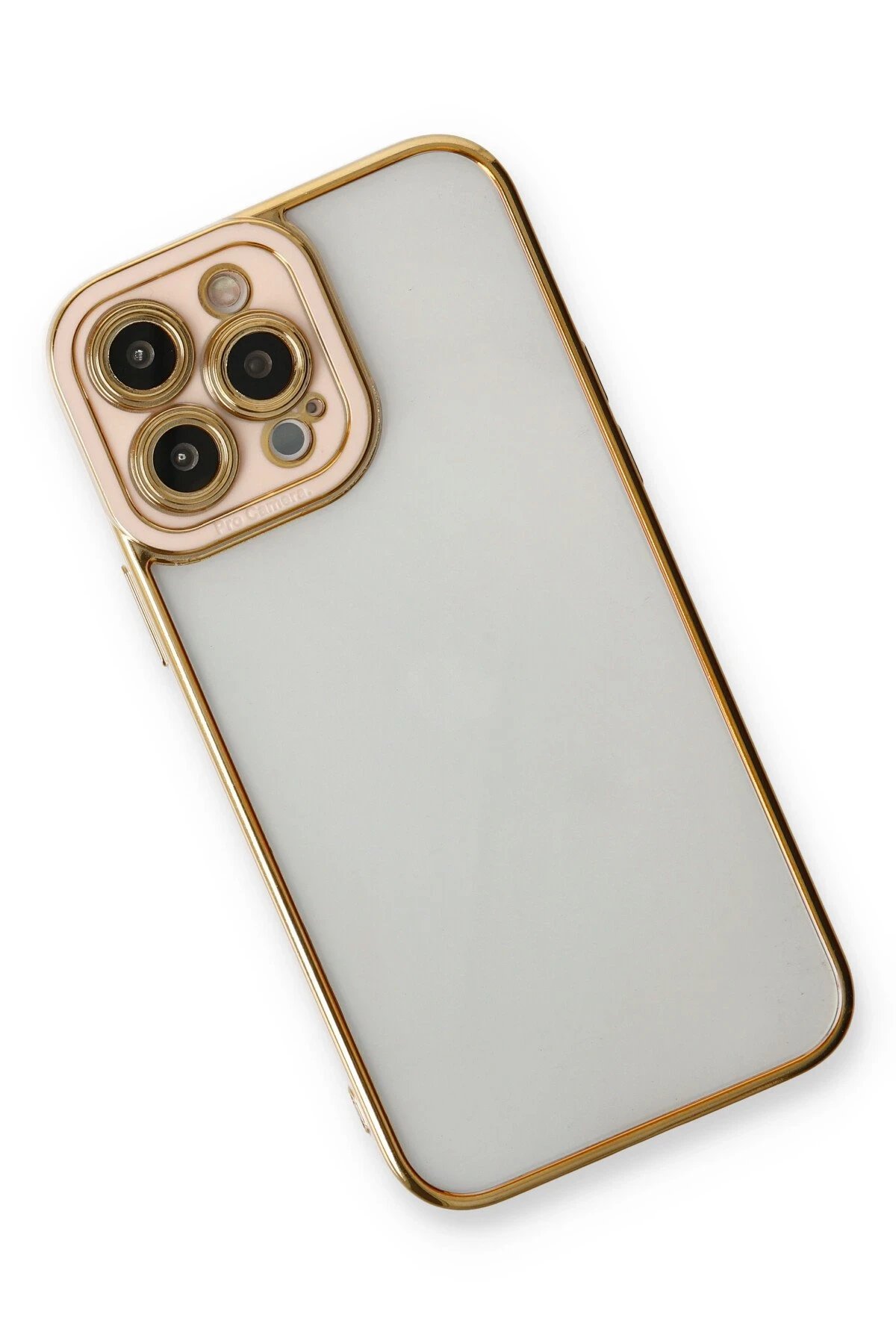 Newface iPhone 13 Pro Max Kılıf Liva Lens Silikon - Pudra