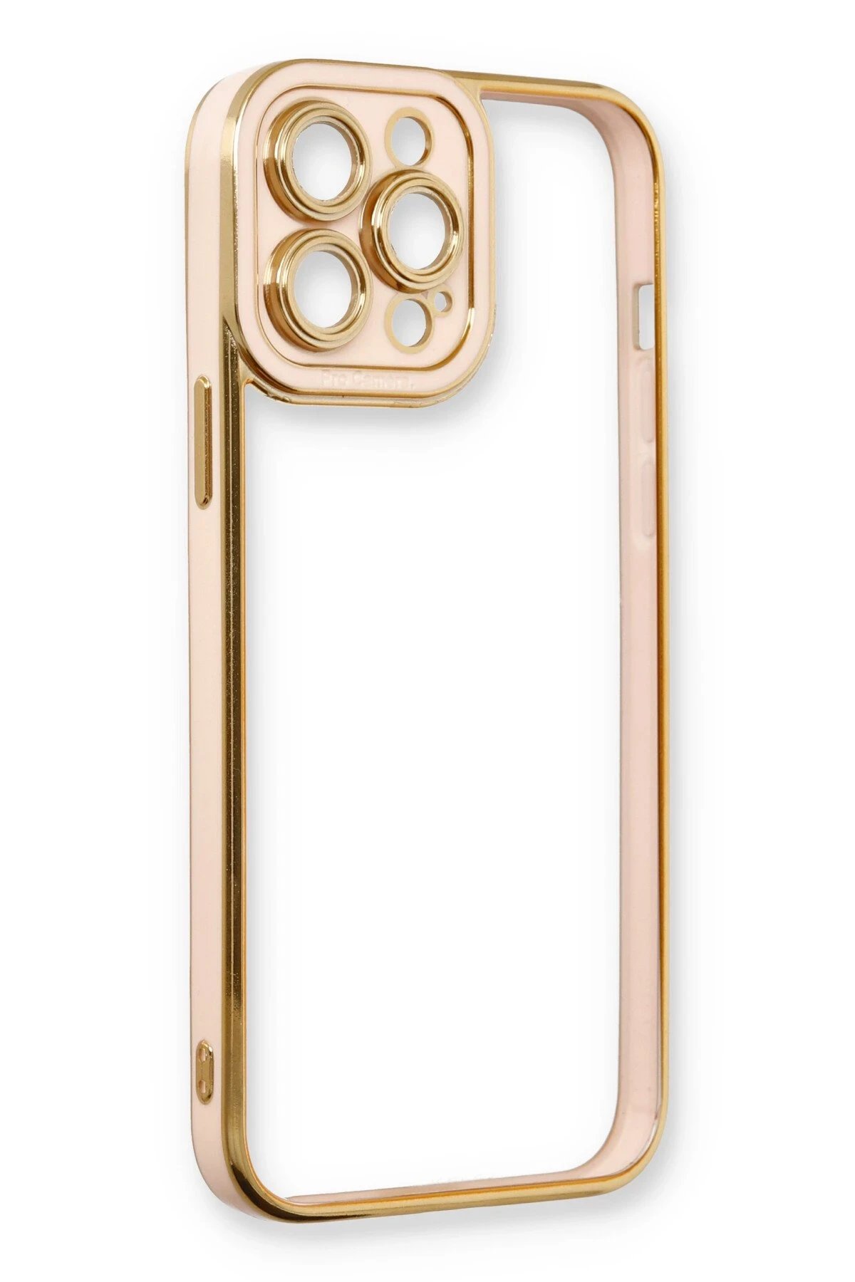 Newface iPhone 13 Pro Max Kılıf Liva Lens Silikon - Pudra