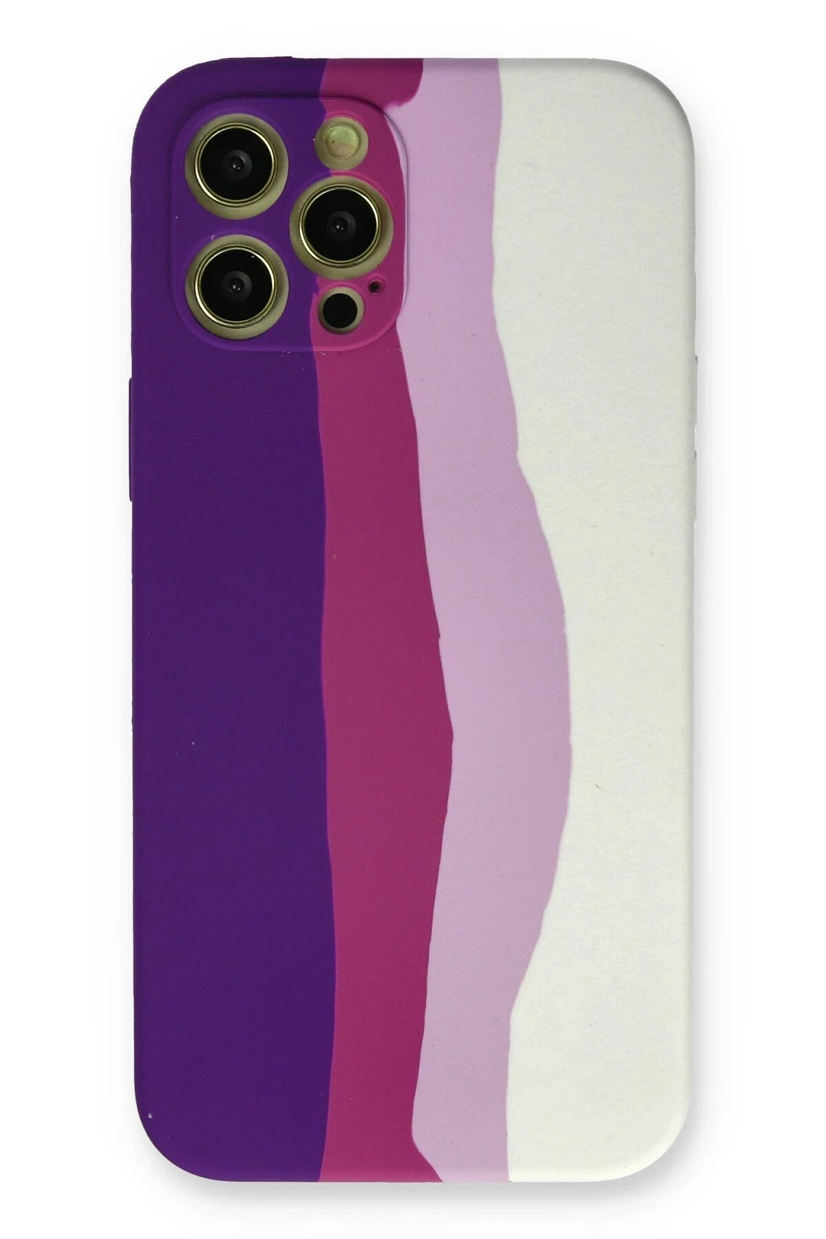 Newface iPhone 12 Pro Max Kılıf Ebruli Lansman Silikon - Mor-Beyaz