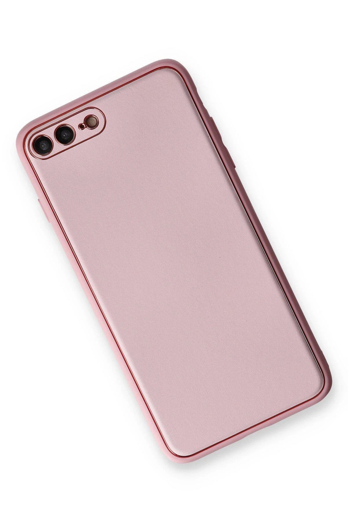 Newface iPhone 7 Plus Kılıf Coco Deri Silikon Kapak - Pudra