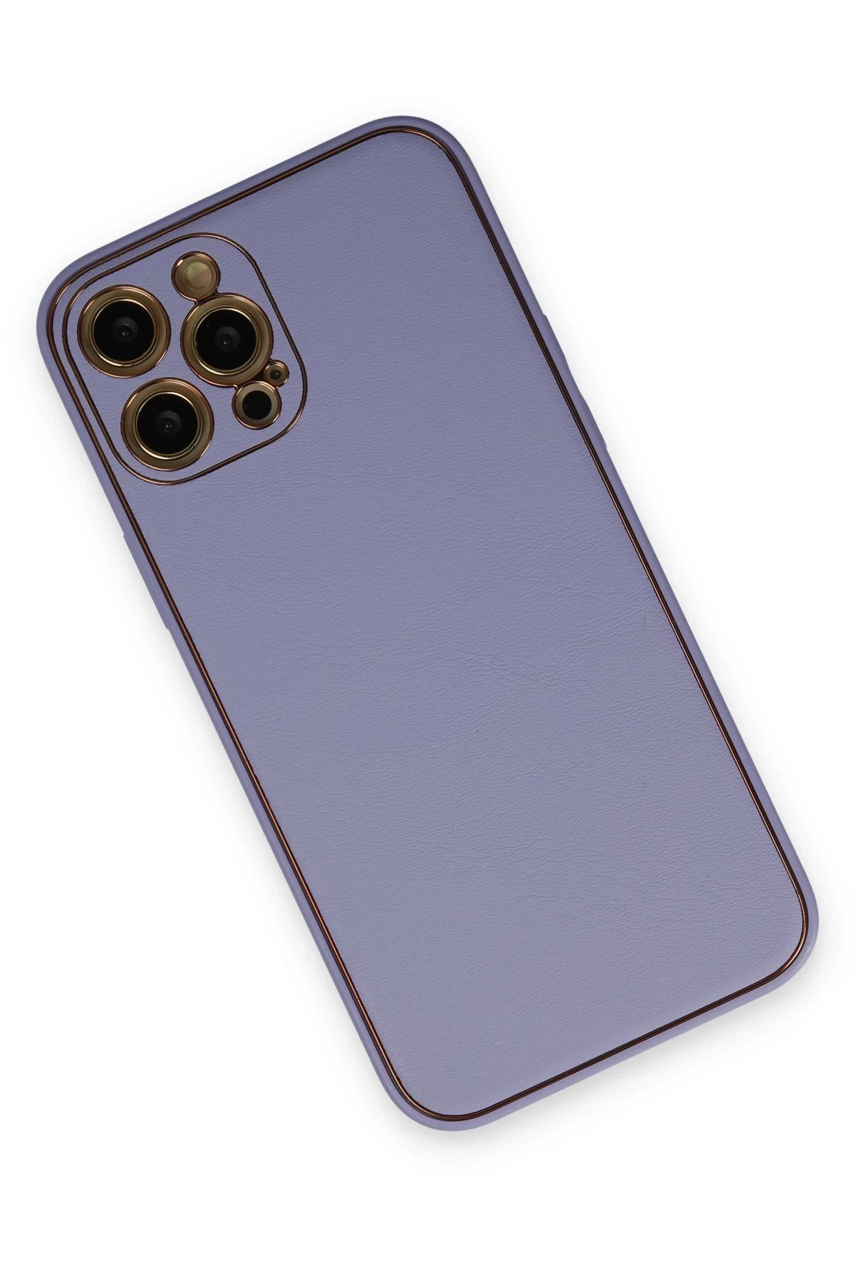 Newface iPhone 12 Pro Kılıf Coco Deri Silikon Kapak - Açık Lila