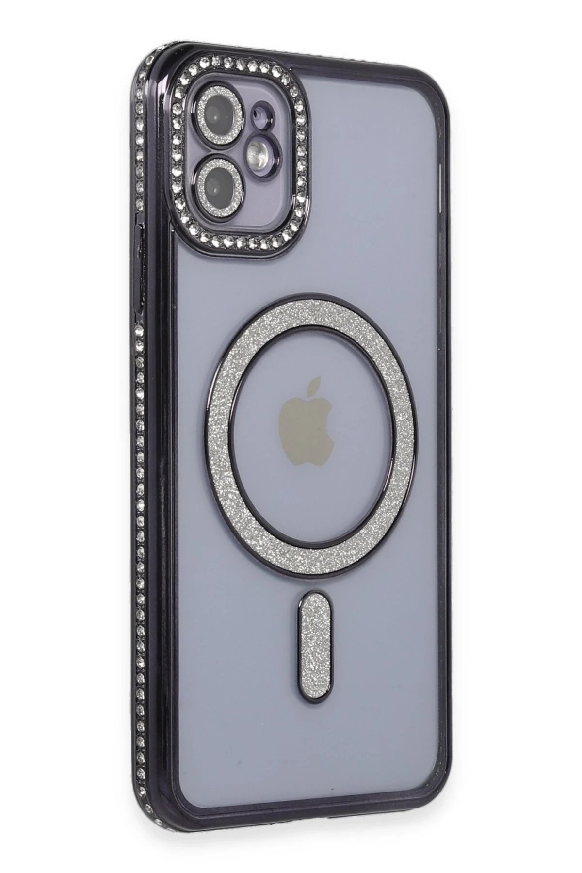 Newface iPhone 11 Kılıf Joke Simli Magneticsafe Kılıf - Siyah