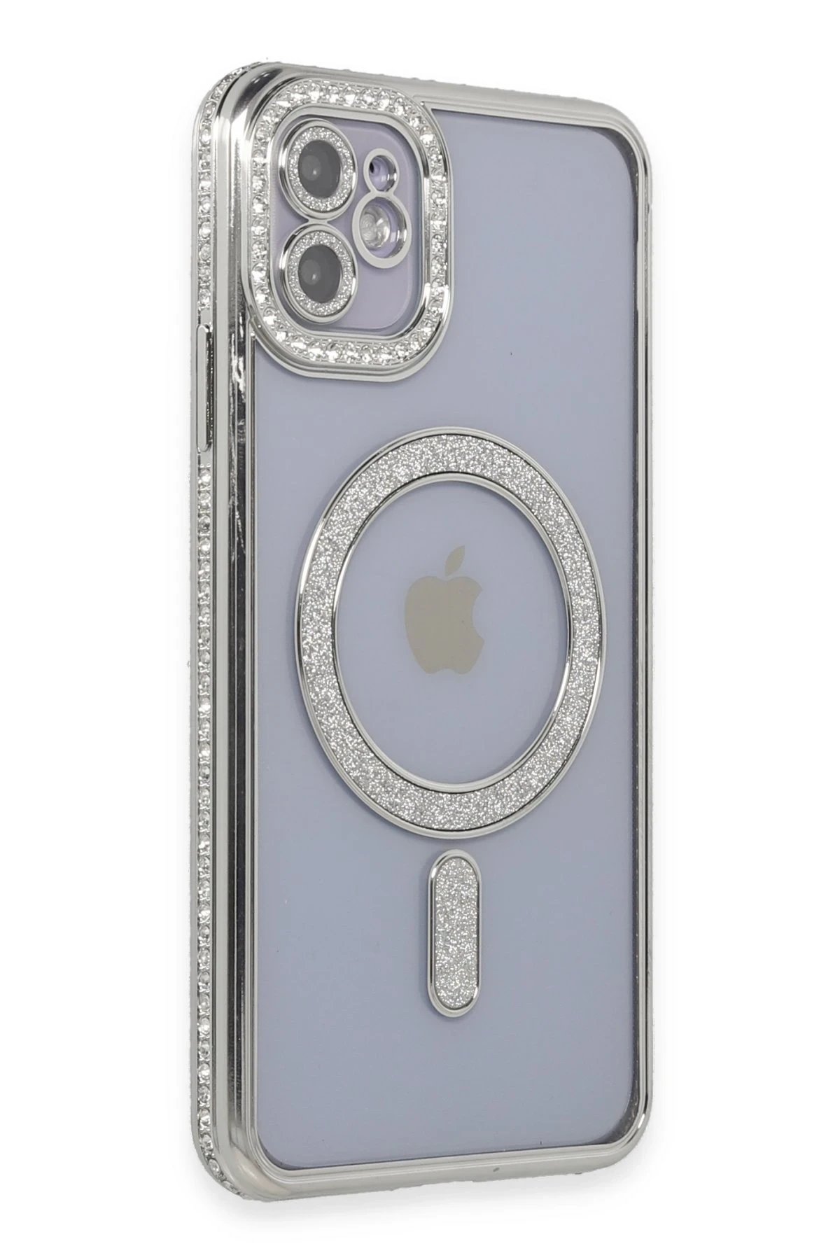 Newface iPhone 11 Kılıf Joke Simli Magneticsafe Kılıf - Gümüş