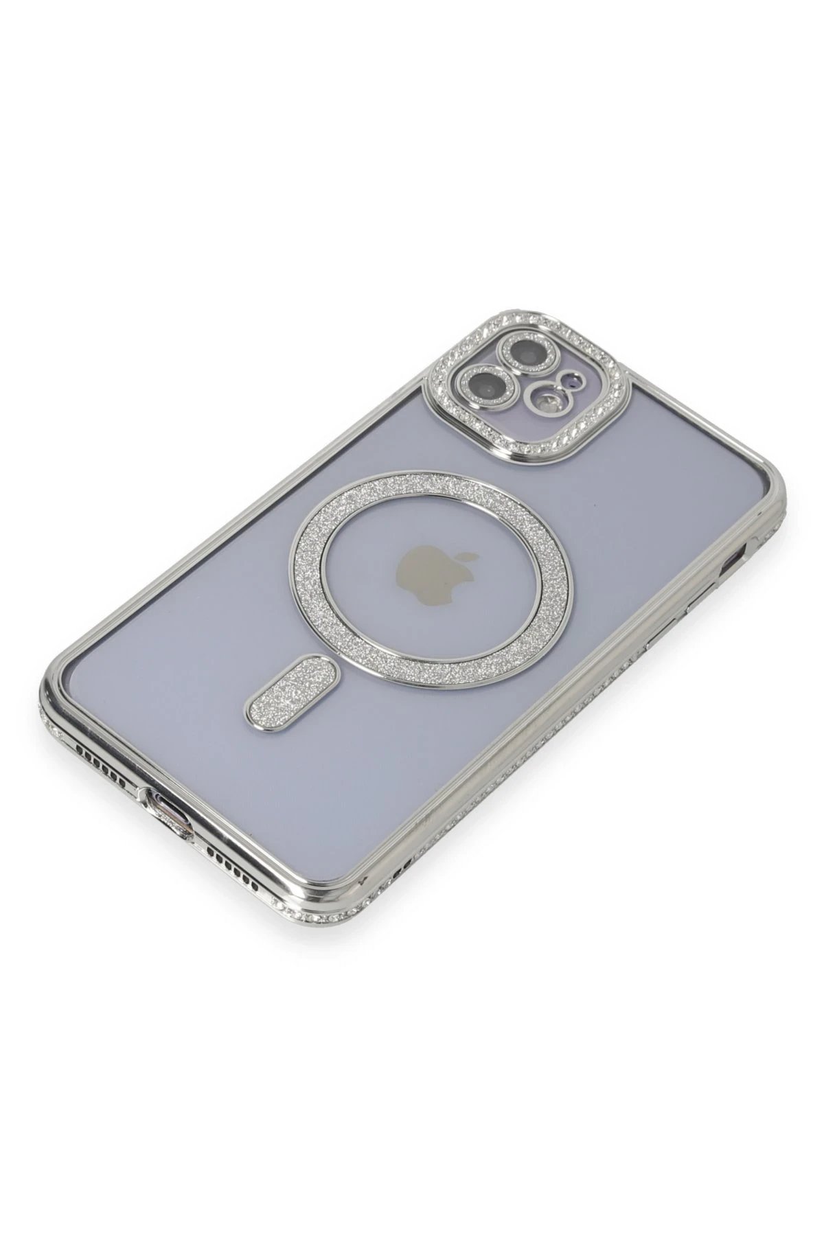 Newface iPhone 11 Kılıf Joke Simli Magneticsafe Kılıf - Gümüş