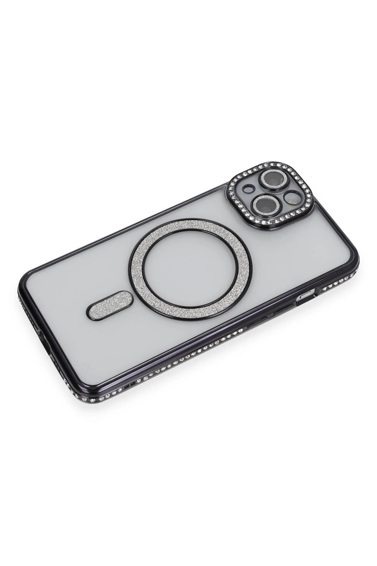 Newface iPhone 14 Kılıf Joke Simli Magneticsafe Kılıf - Siyah