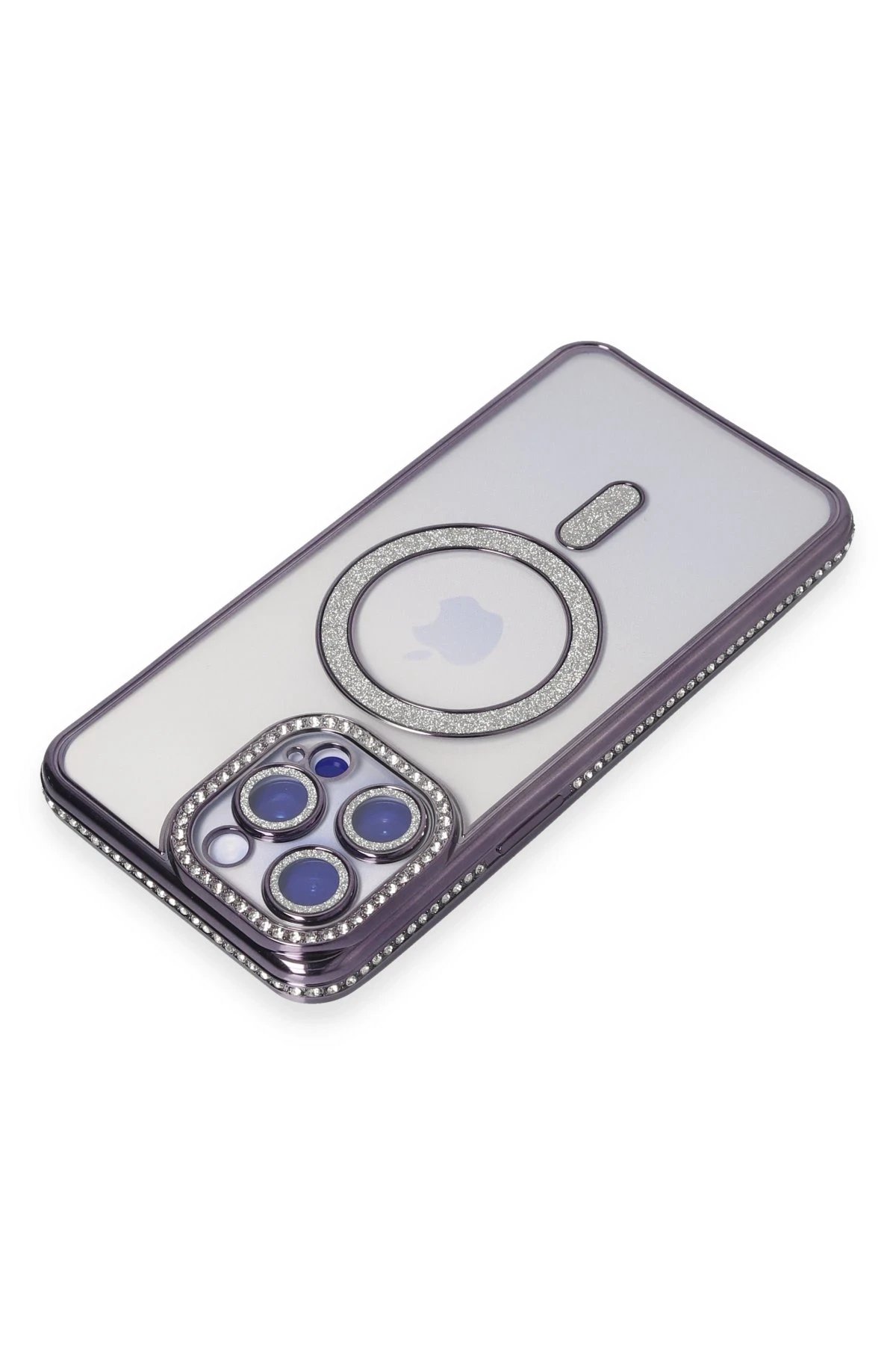 Newface iPhone 14 Pro Kılıf Joke Simli Magneticsafe Kılıf - Derin Mor