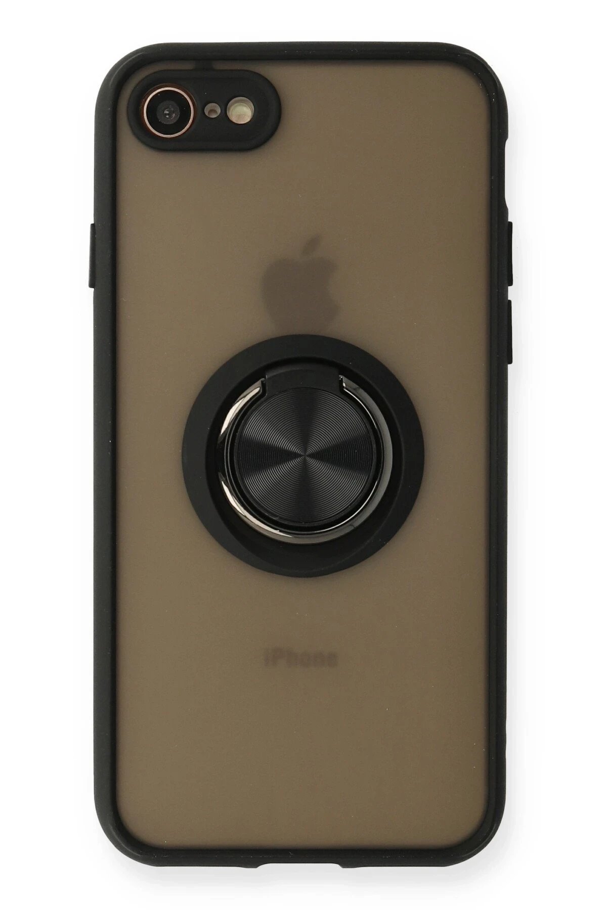 Newface iPhone 7 Kılıf Montreal Yüzüklü Silikon Kapak - Siyah