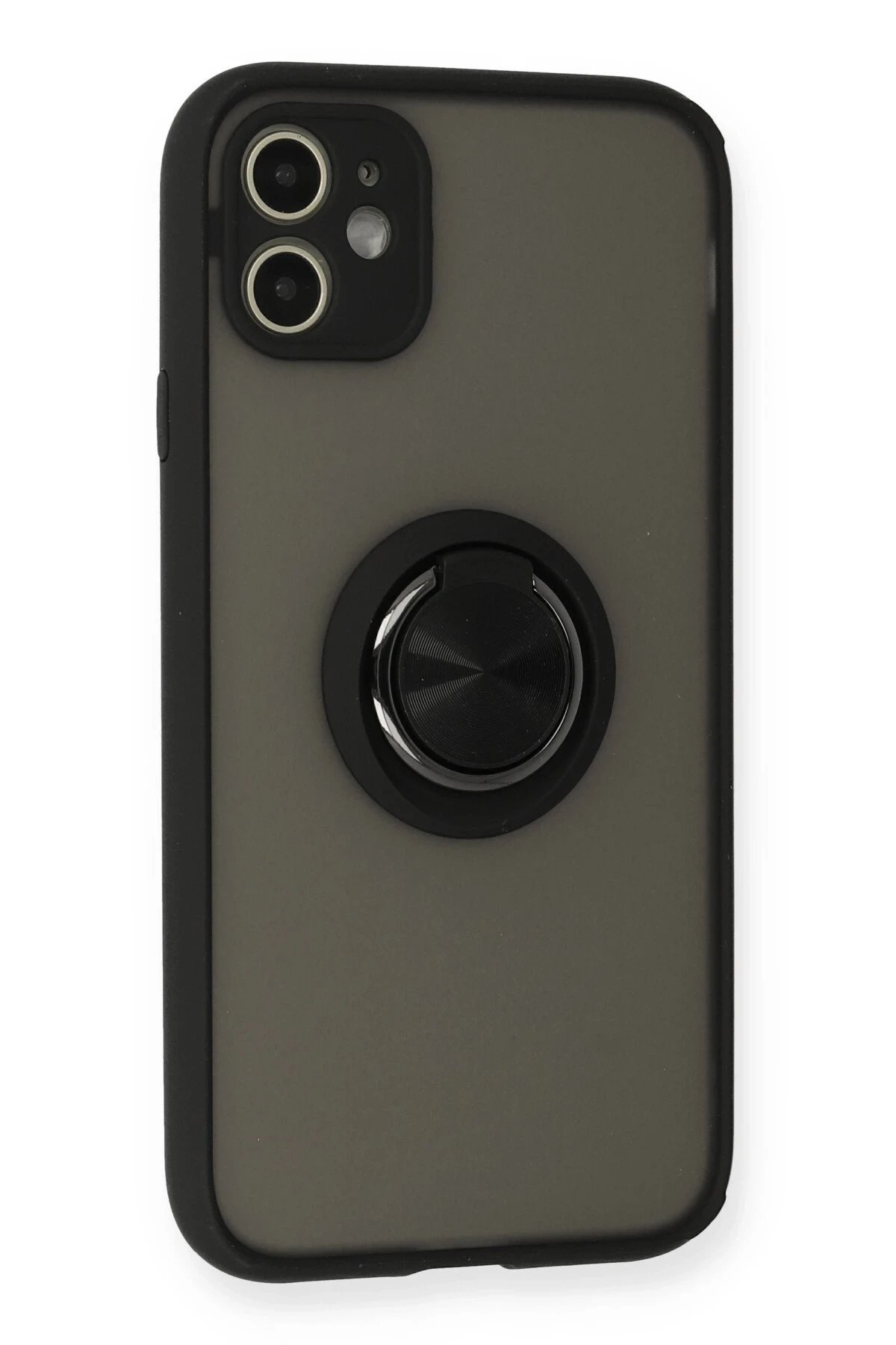 Newface iPhone 11 Kılıf Montreal Yüzüklü Silikon Kapak - Siyah