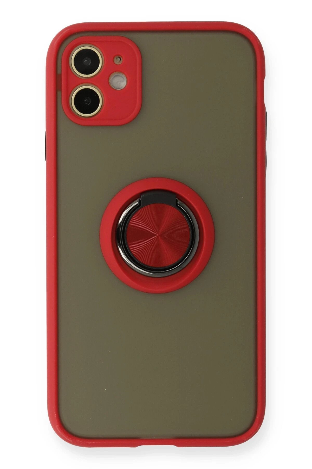 Newface iPhone 11 Kılıf Montreal Yüzüklü Silikon Kapak - Kırmızı