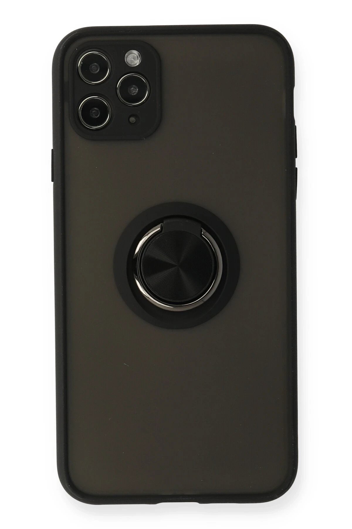 Newface iPhone 11 Pro Kılıf Montreal Yüzüklü Silikon Kapak - Siyah