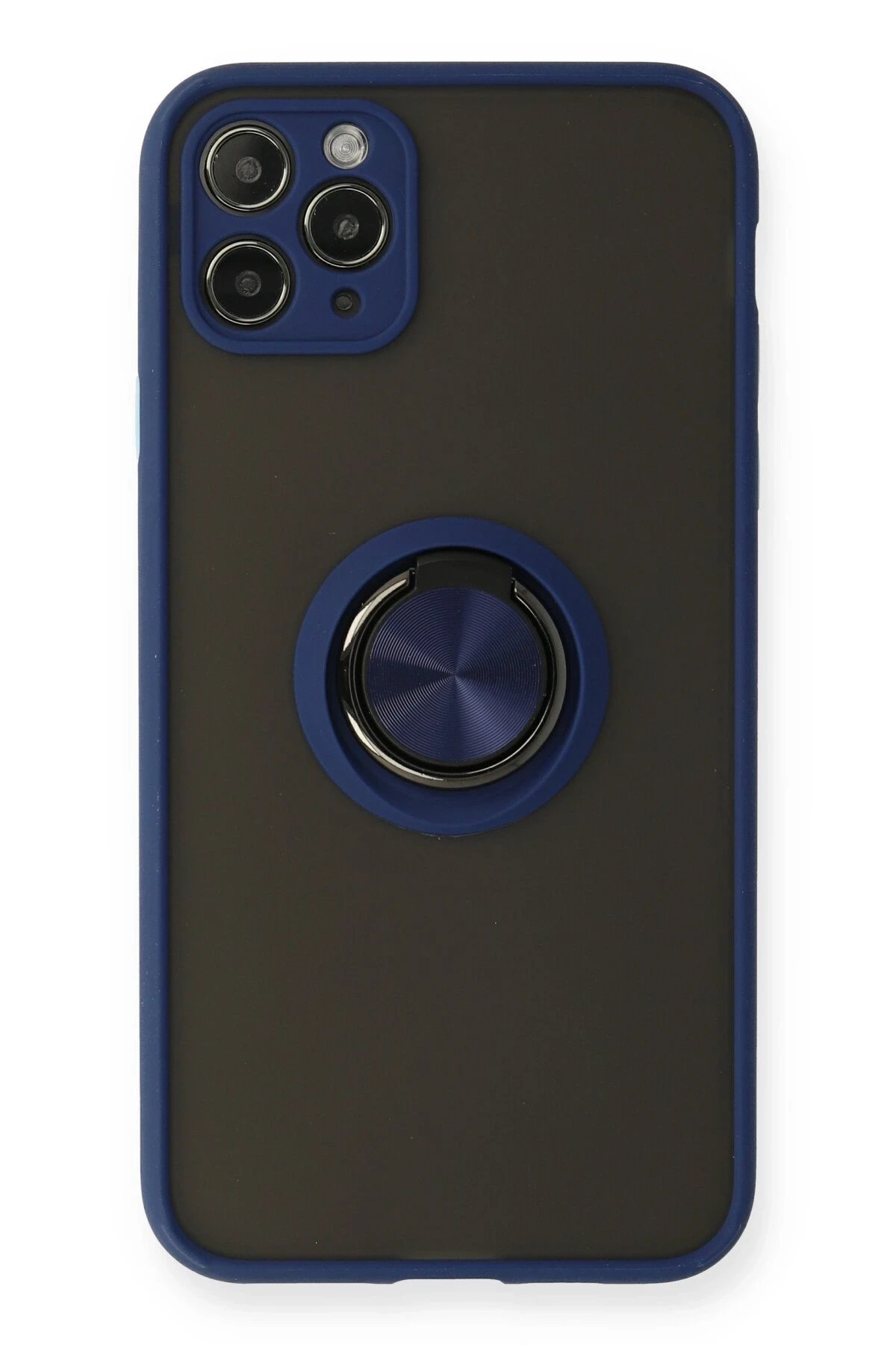 Newface iPhone 11 Pro Max Kılıf Montreal Yüzüklü Silikon Kapak - Lacivert