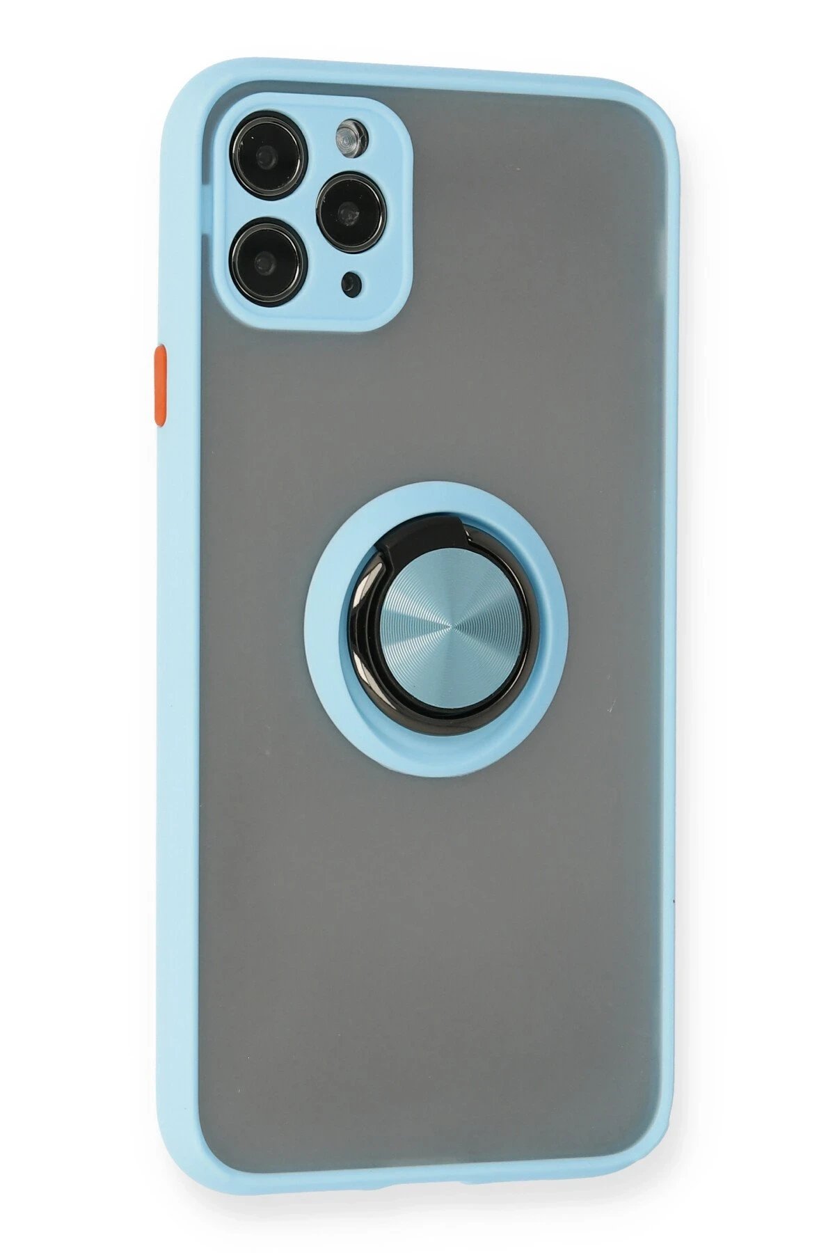 Newface iPhone 11 Pro Max Kılıf Montreal Yüzüklü Silikon Kapak - Buz Mavi