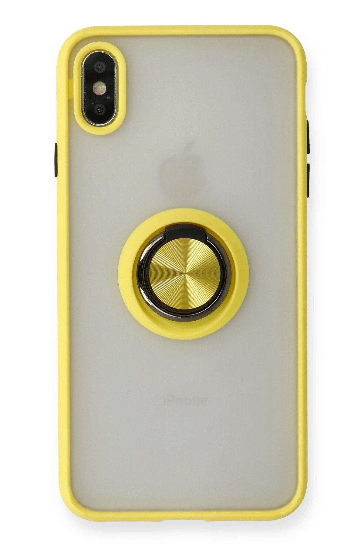 Newface iPhone X Kılıf Montreal Yüzüklü Silikon Kapak - Sarı