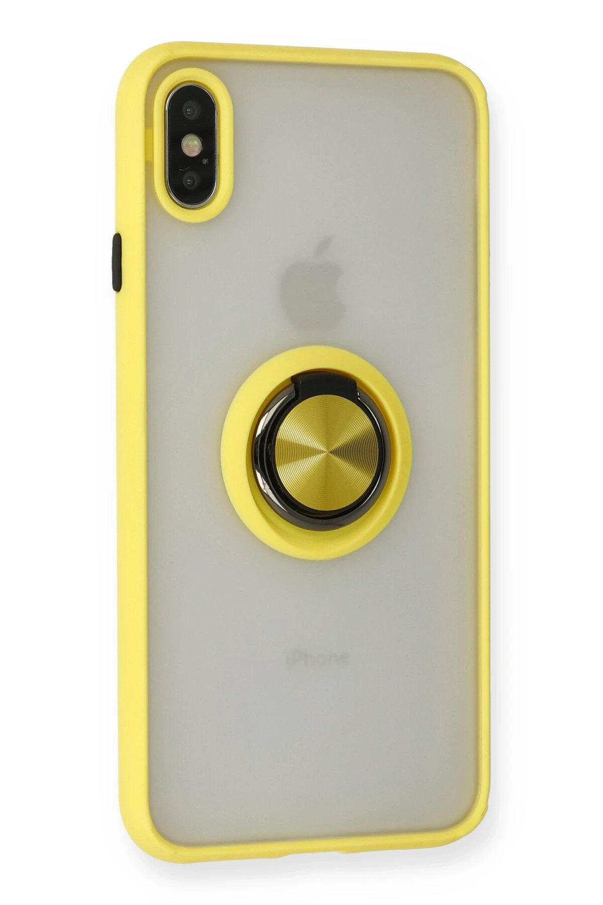 Newface iPhone X Kılıf Montreal Yüzüklü Silikon Kapak - Sarı