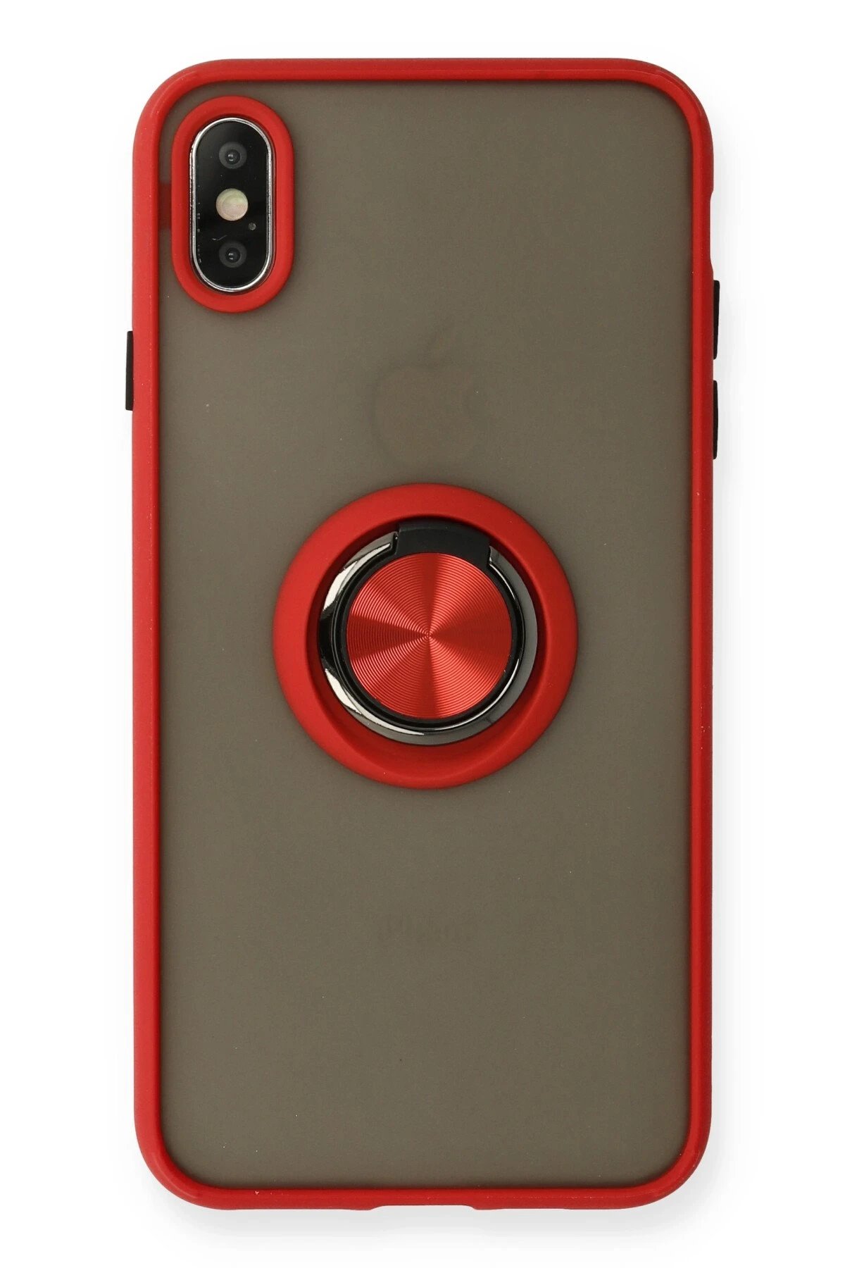 Newface iPhone X Kılıf Montreal Yüzüklü Silikon Kapak - Kırmızı