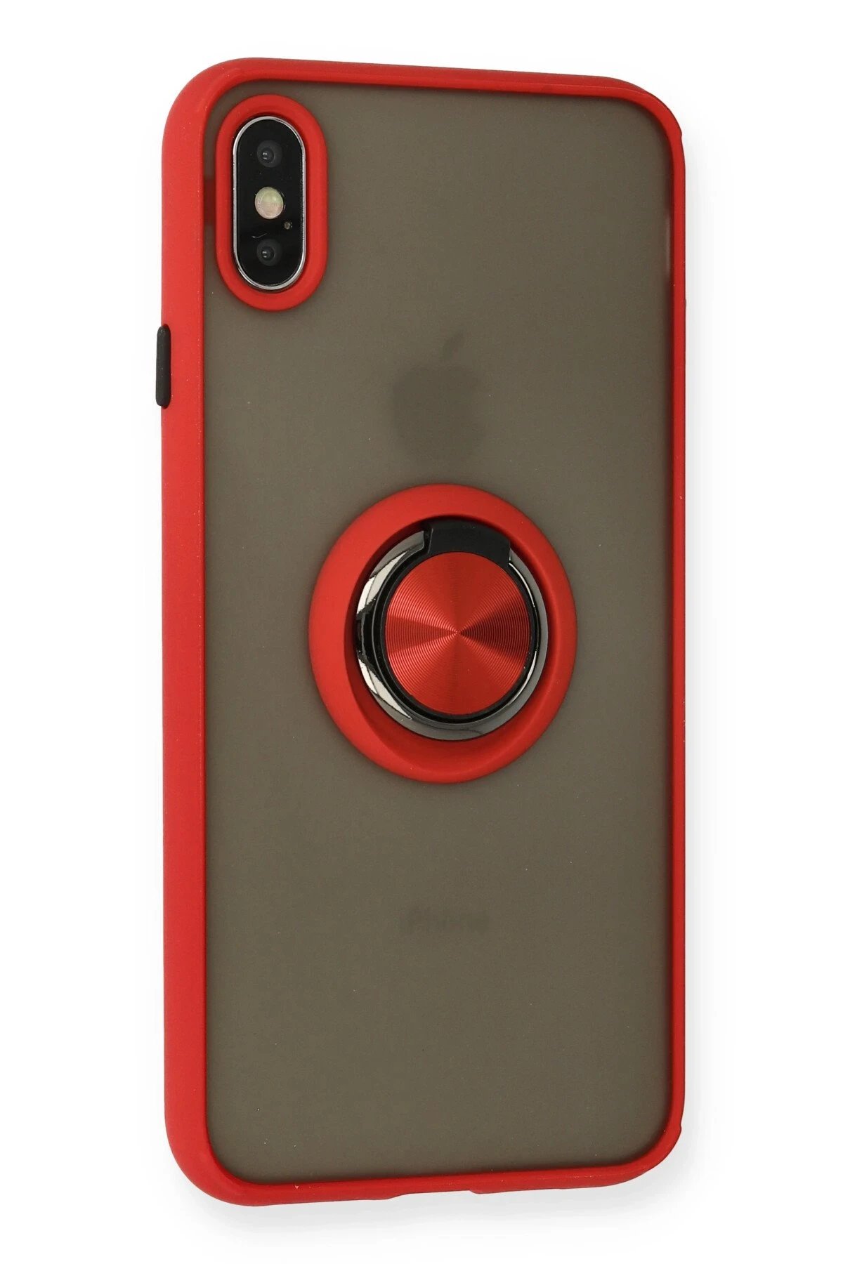 Newface iPhone X Kılıf Montreal Yüzüklü Silikon Kapak - Kırmızı