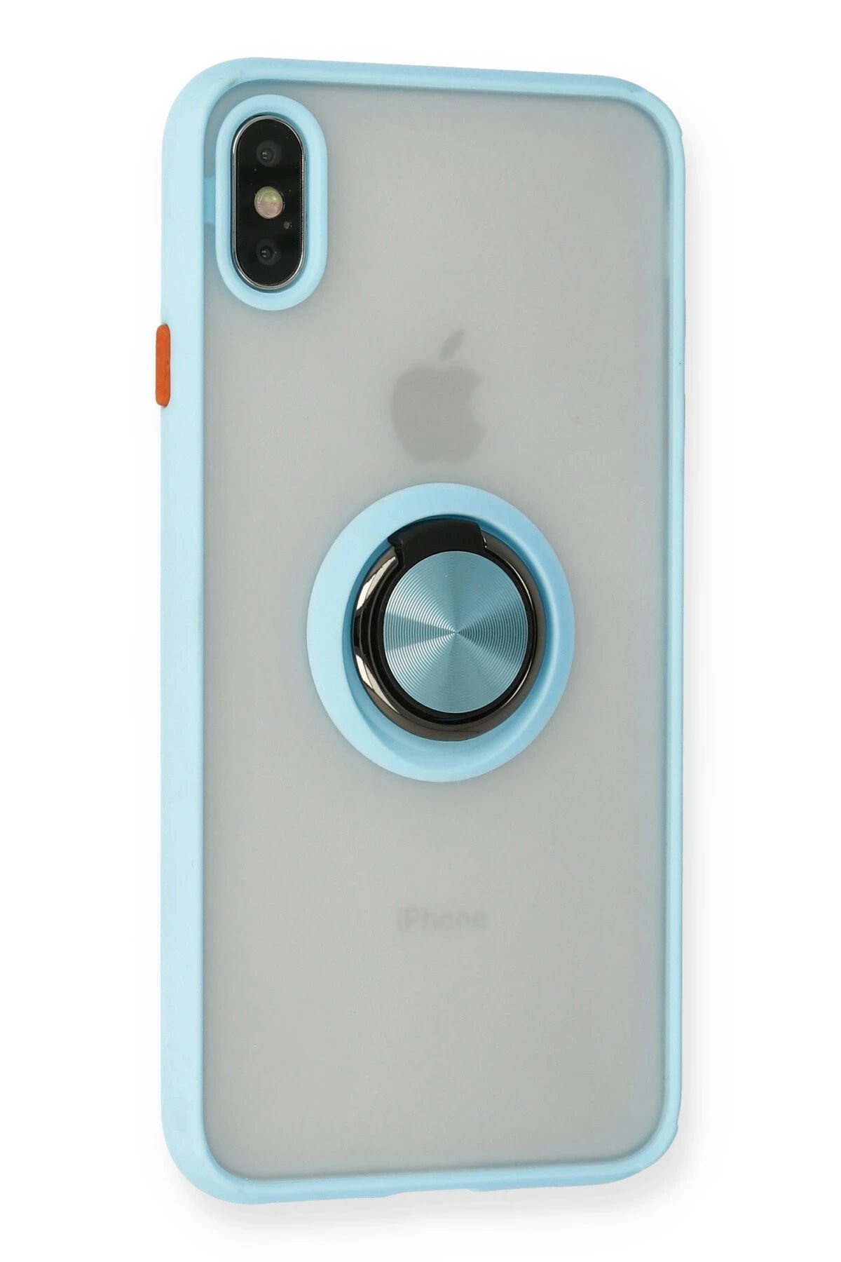 Newface iPhone X Kılıf Montreal Yüzüklü Silikon Kapak - Buz Mavi