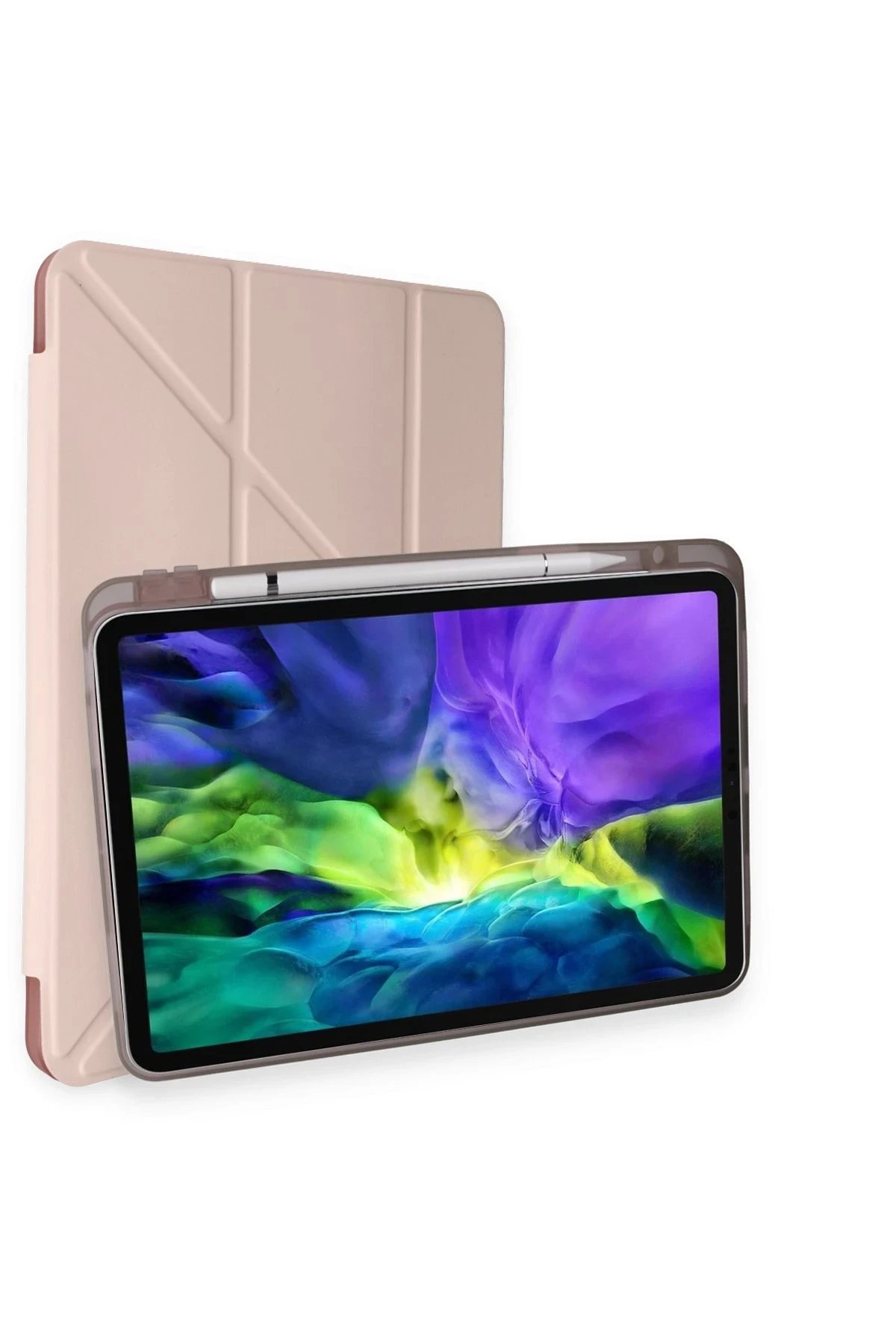 Newface iPad Pro 11 (2021) Kılıf Kalemlikli Hugo Tablet Kılıfı - Rose Gold