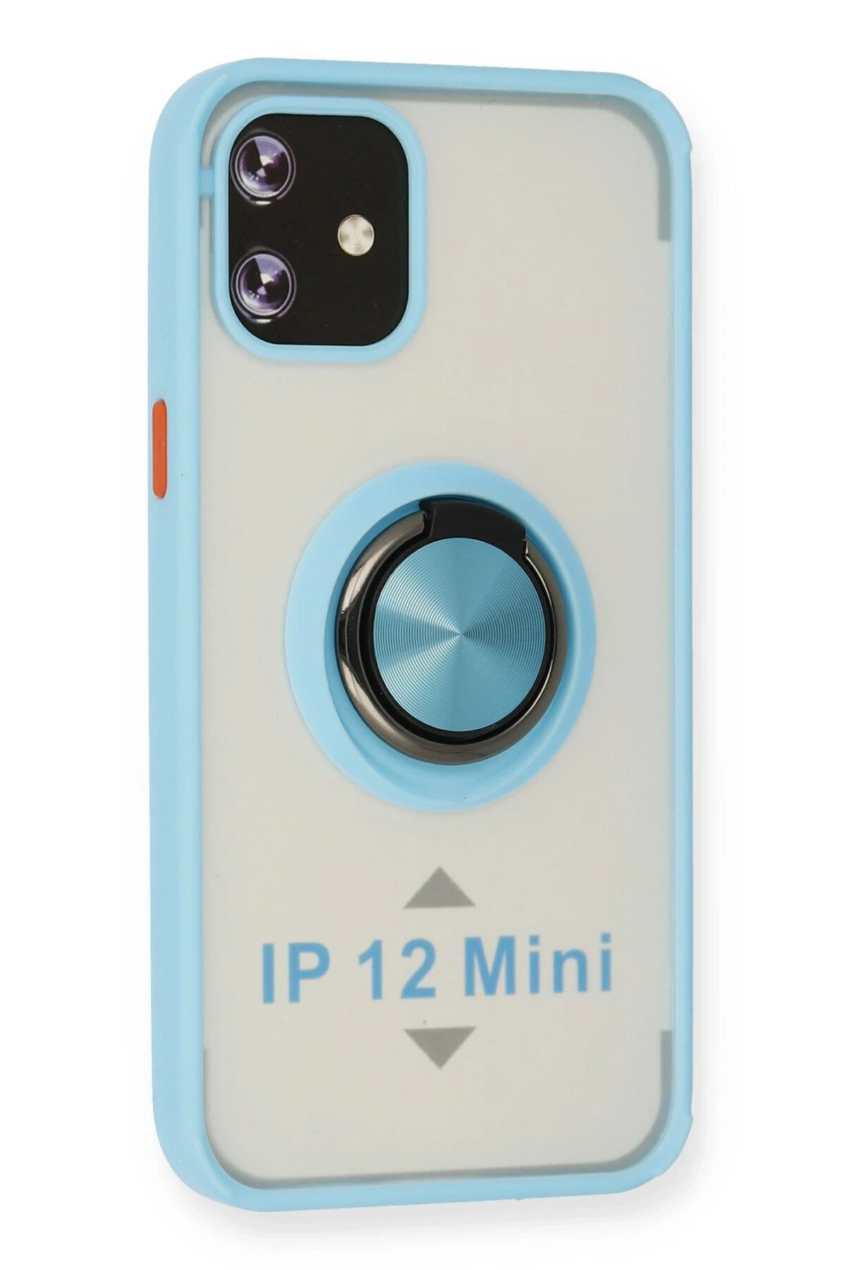 Newface iPhone 12 Mini Kılıf Montreal Yüzüklü Silikon Kapak - Buz Mavi