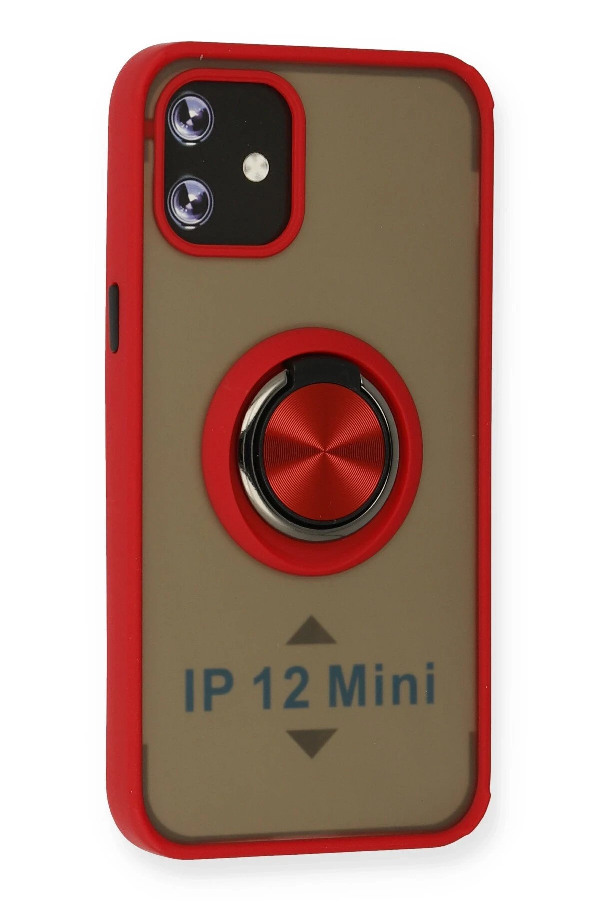 Newface iPhone 12 Kılıf Montreal Yüzüklü Silikon Kapak - Kırmızı