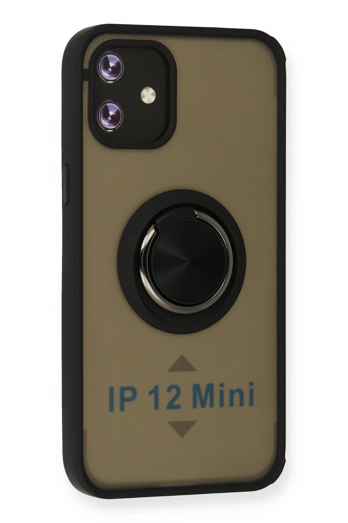 Newface iPhone 12 Kılıf Montreal Yüzüklü Silikon Kapak - Siyah