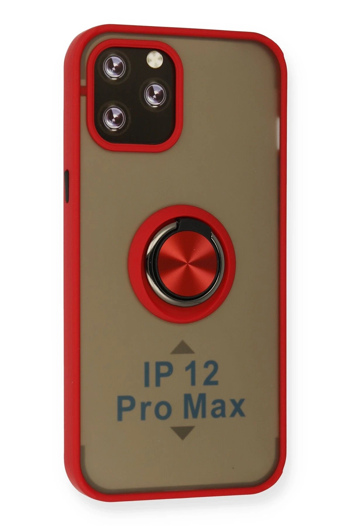 Newface iPhone 12 Pro Kılıf Montreal Yüzüklü Silikon Kapak - Kırmızı