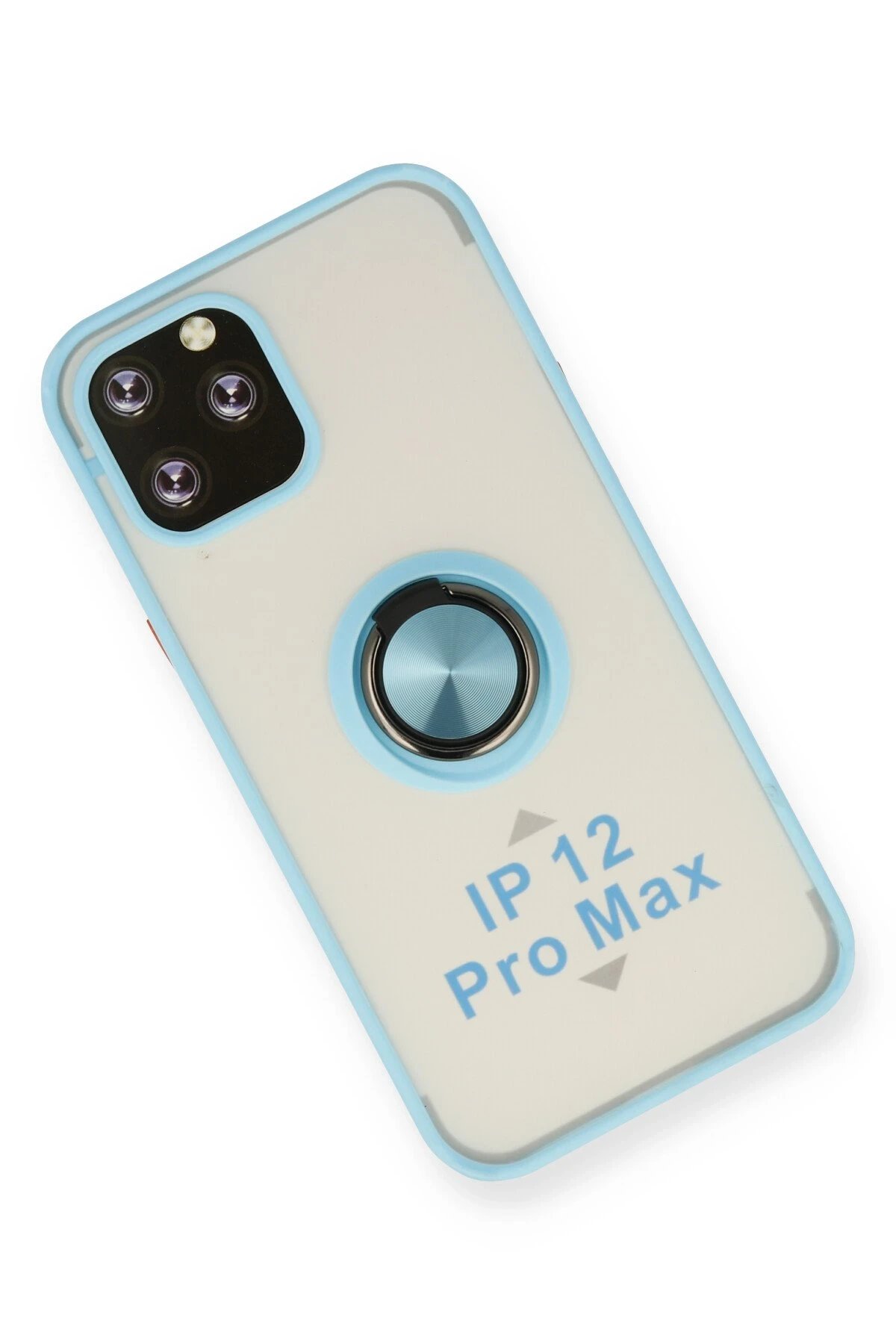 Newface iPhone 12 Pro Kılıf Montreal Yüzüklü Silikon Kapak - Buz Mavi