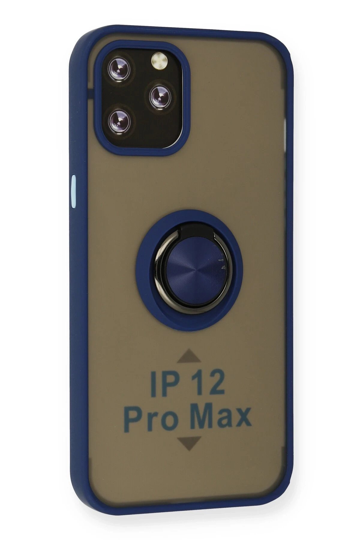 Newface iPhone 12 Pro Max Kılıf Montreal Yüzüklü Silikon Kapak - Lacivert