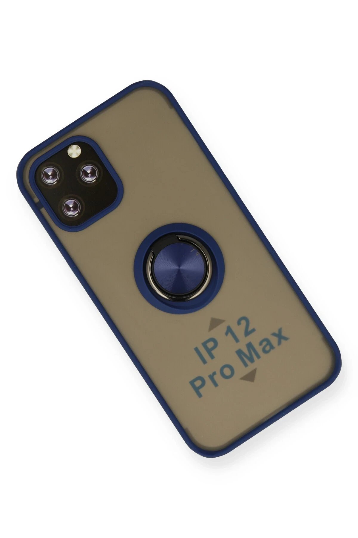 Newface iPhone 12 Pro Max Kılıf Montreal Yüzüklü Silikon Kapak - Lacivert