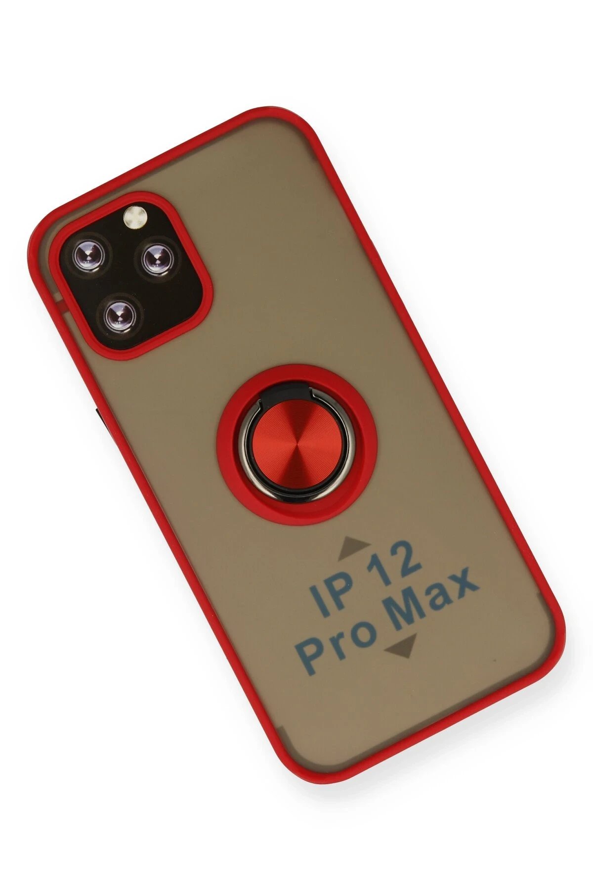 Newface iPhone 12 Pro Max Kılıf Montreal Yüzüklü Silikon Kapak - Kırmızı