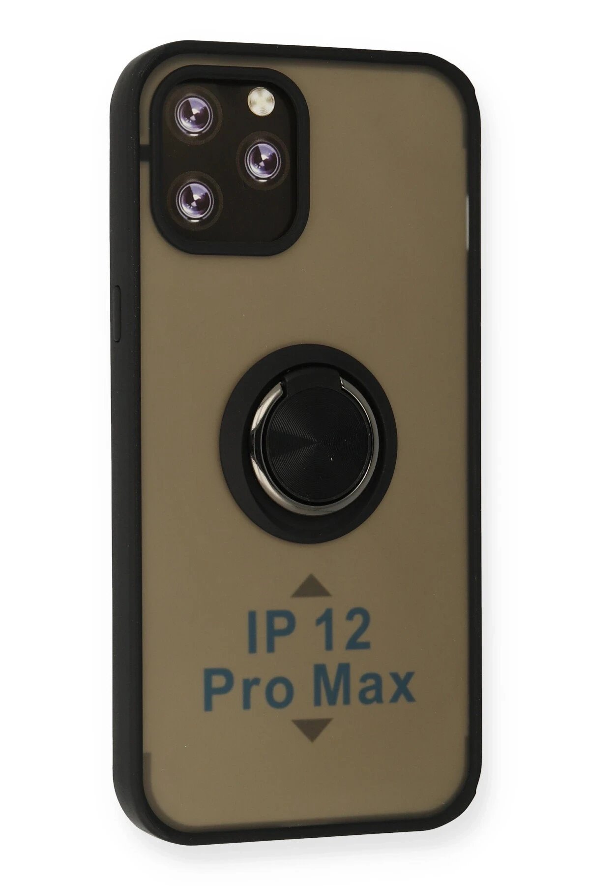 Newface iPhone 12 Pro Max Kılıf Montreal Yüzüklü Silikon Kapak - Siyah