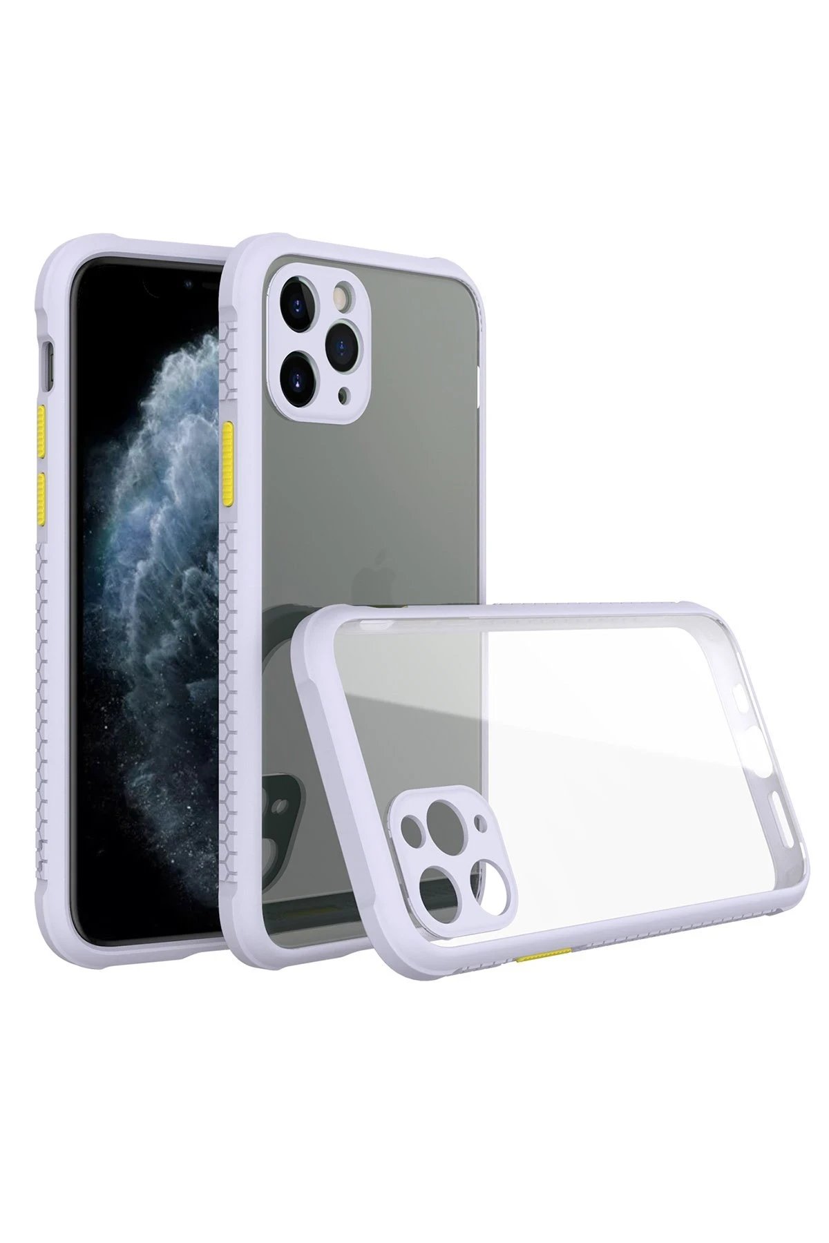 Newface iPhone 11 Pro Kılıf Miami Şeffaf Silikon - Lila