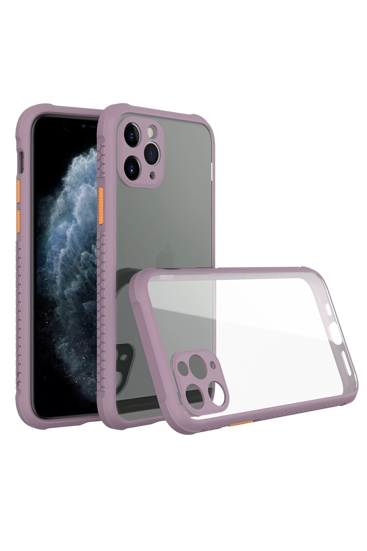 Newface iPhone 11 Pro Max Kılıf Miami Şeffaf Silikon - Açık Mor