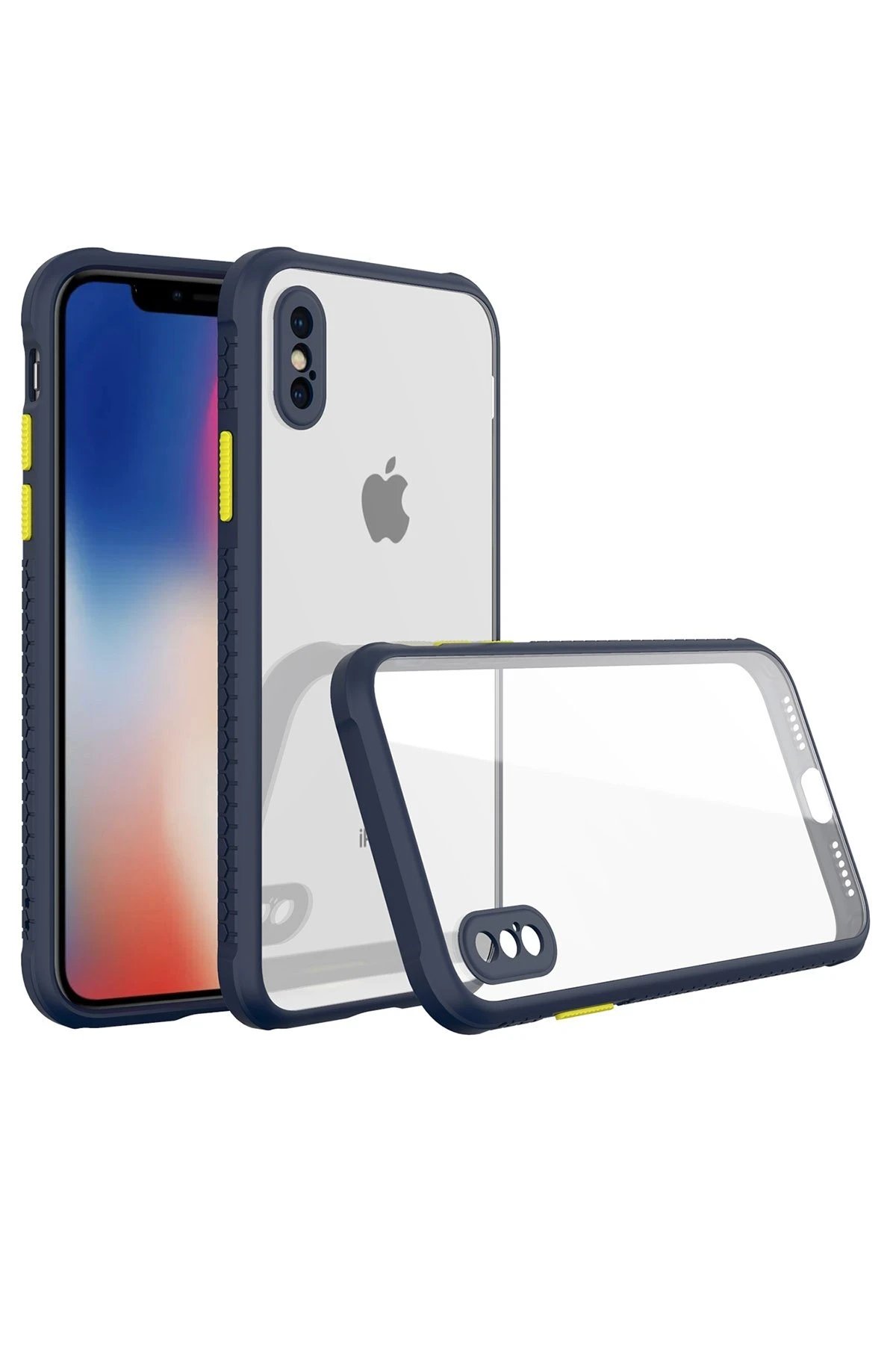 Newface iPhone XS Max Kılıf Miami Şeffaf Silikon - Lacivert
