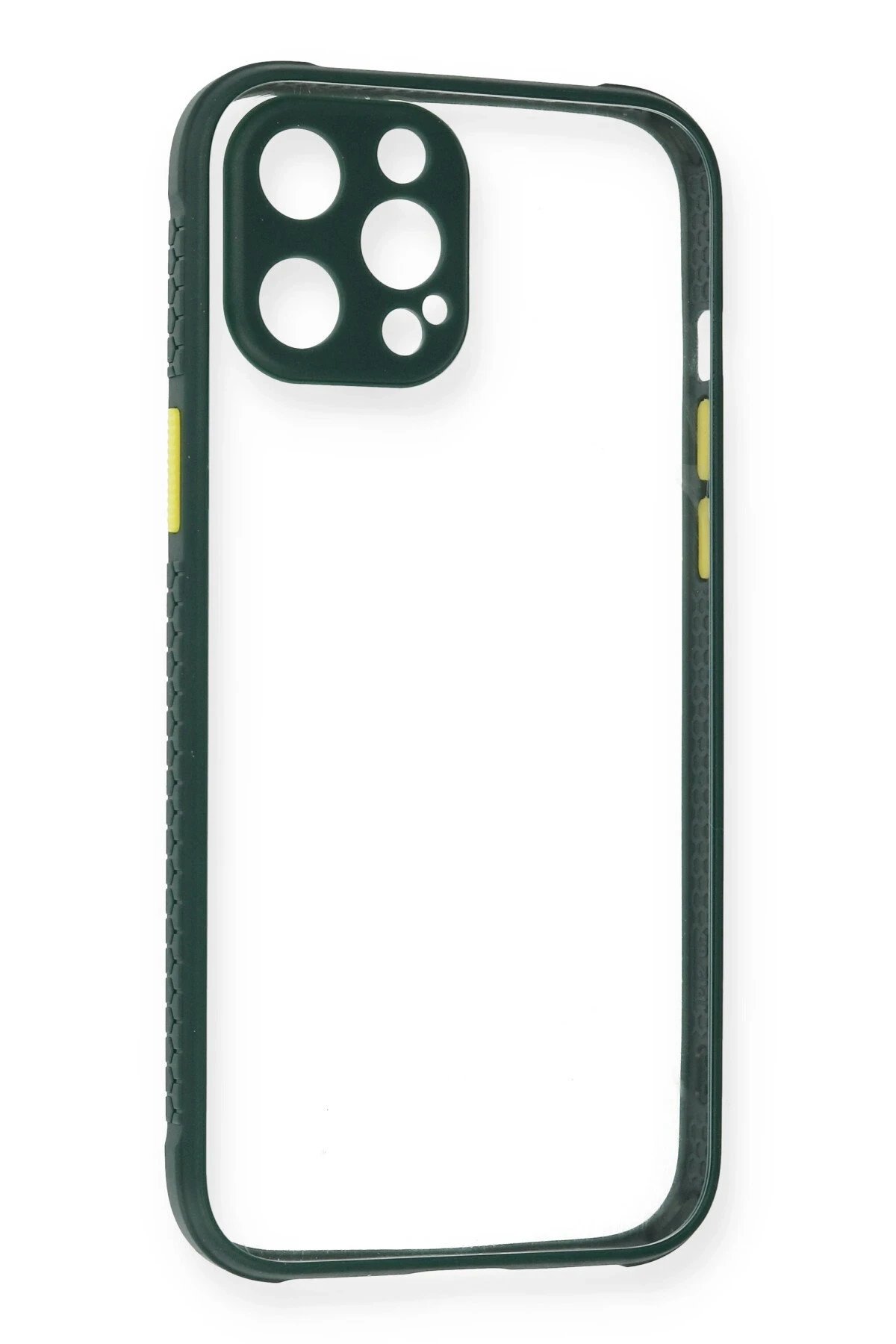 Newface iPhone 12 Pro Kılıf Miami Şeffaf Silikon - Koyu Yeşil